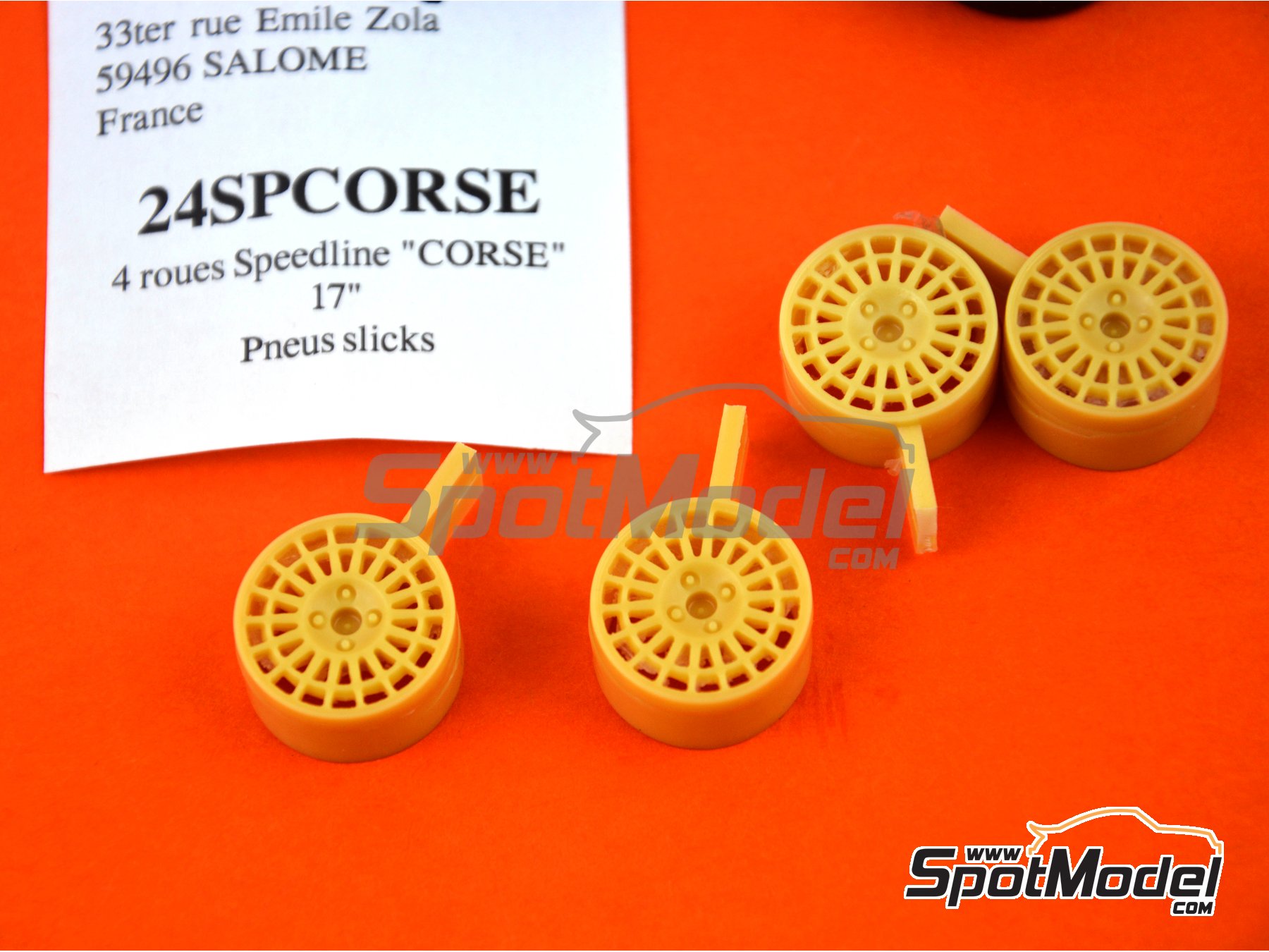 Image 5: Speedline 17 pulgadas 4 tuercas | Set de llantas y neumáticos en escala 1/24 fabricado por Renaissance Models (ref. 24SPCORSE)