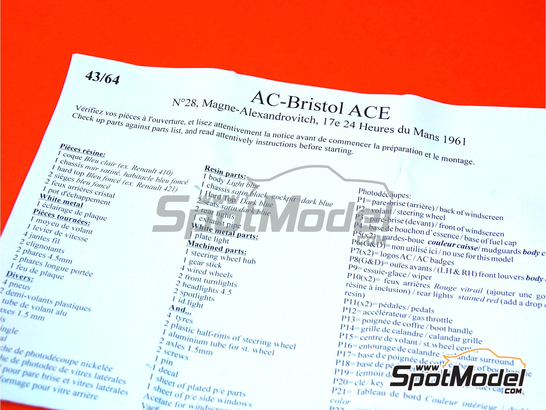 Miniature Bristol Ace 24H Le Mans 1961 N°28 1/43 Renaissance - Rare