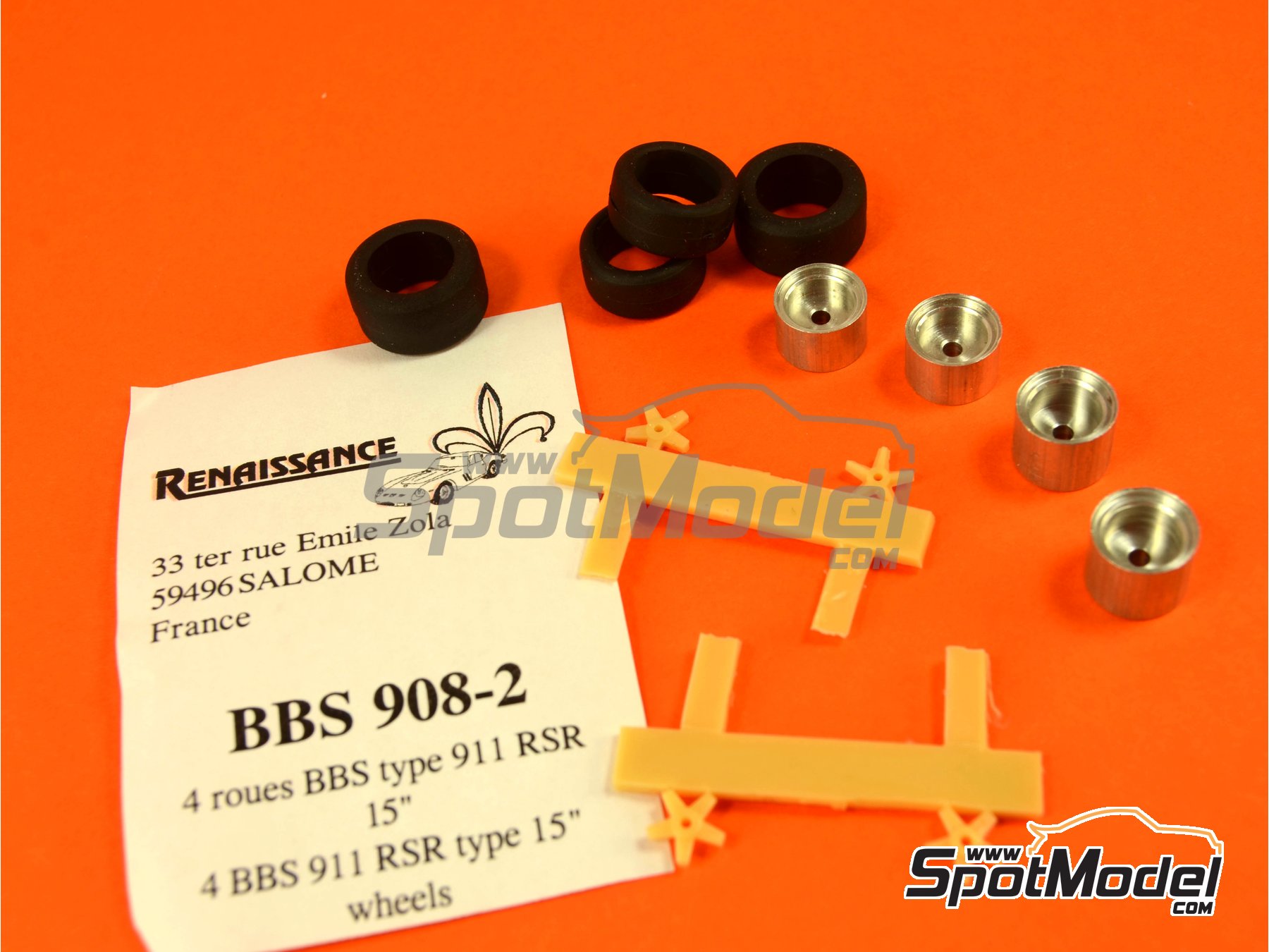 Image 6: BBS 15 inches rims and tyres set for Porsche 911 RSR and 908 | Rims and tyres set in 1/43 scale manufactured by Renaissance Models (ref.&nbsp;BBS908-2)