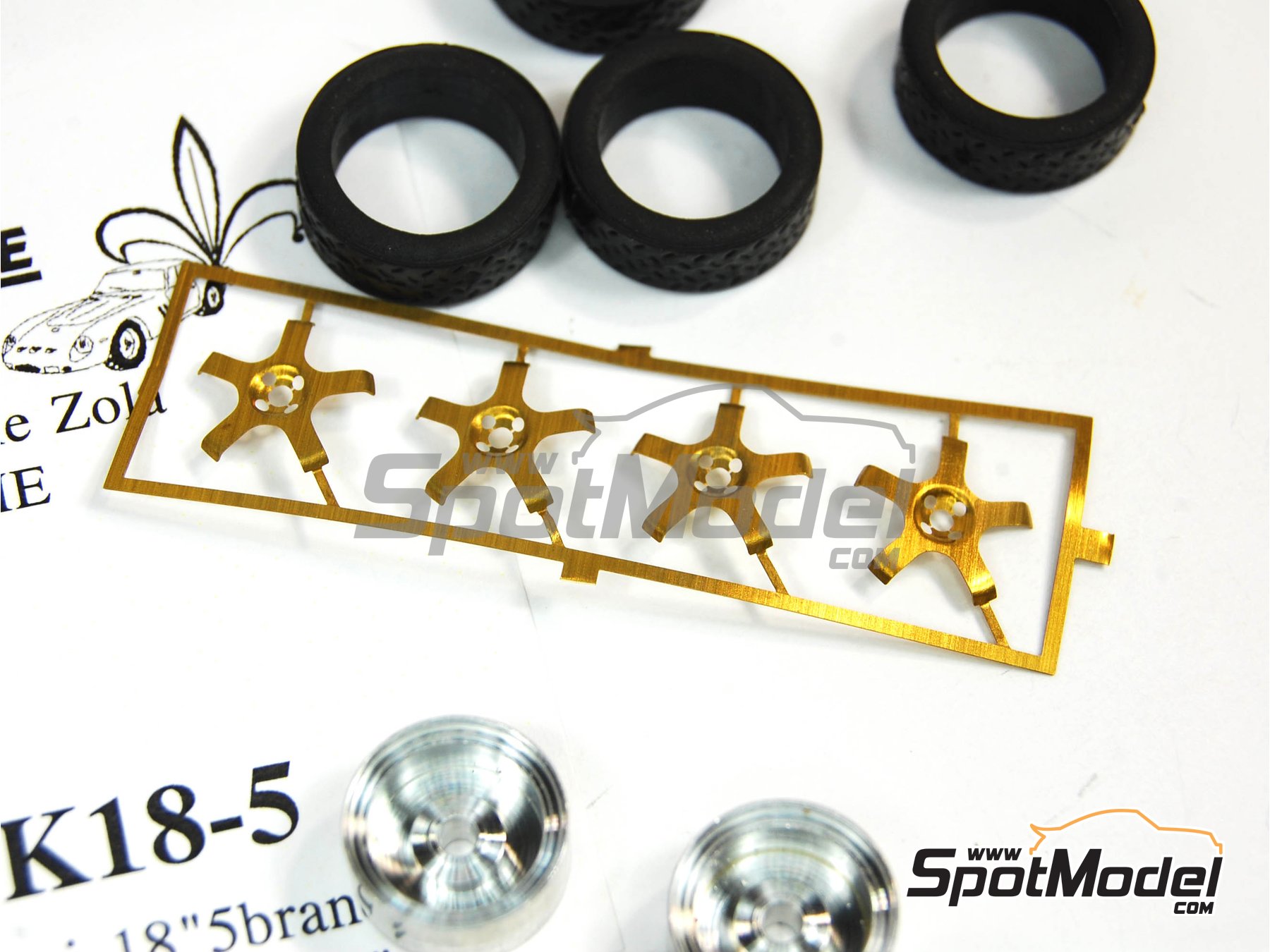 Image 3: Enkei 5 spokes 18 inches Rally rims | Rims and tyres set in 1/43 scale manufactured by Renaissance Models (ref.&nbsp;43ENK18-5, also ENK18-5)