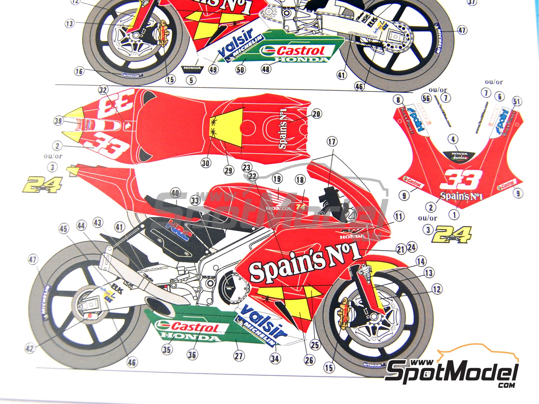Image 5: Honda RC211V Equipo Gresini Racing patrocinado por Fortuna "Spain's number 1" - Campeonato del Mundo de Moto GP 2006 | Decoraci&oacute;n en escala&nbsp;1/12 fabricado por Renaissance Models (ref.&nbsp;MTK12-026, tambien MTK12/026)