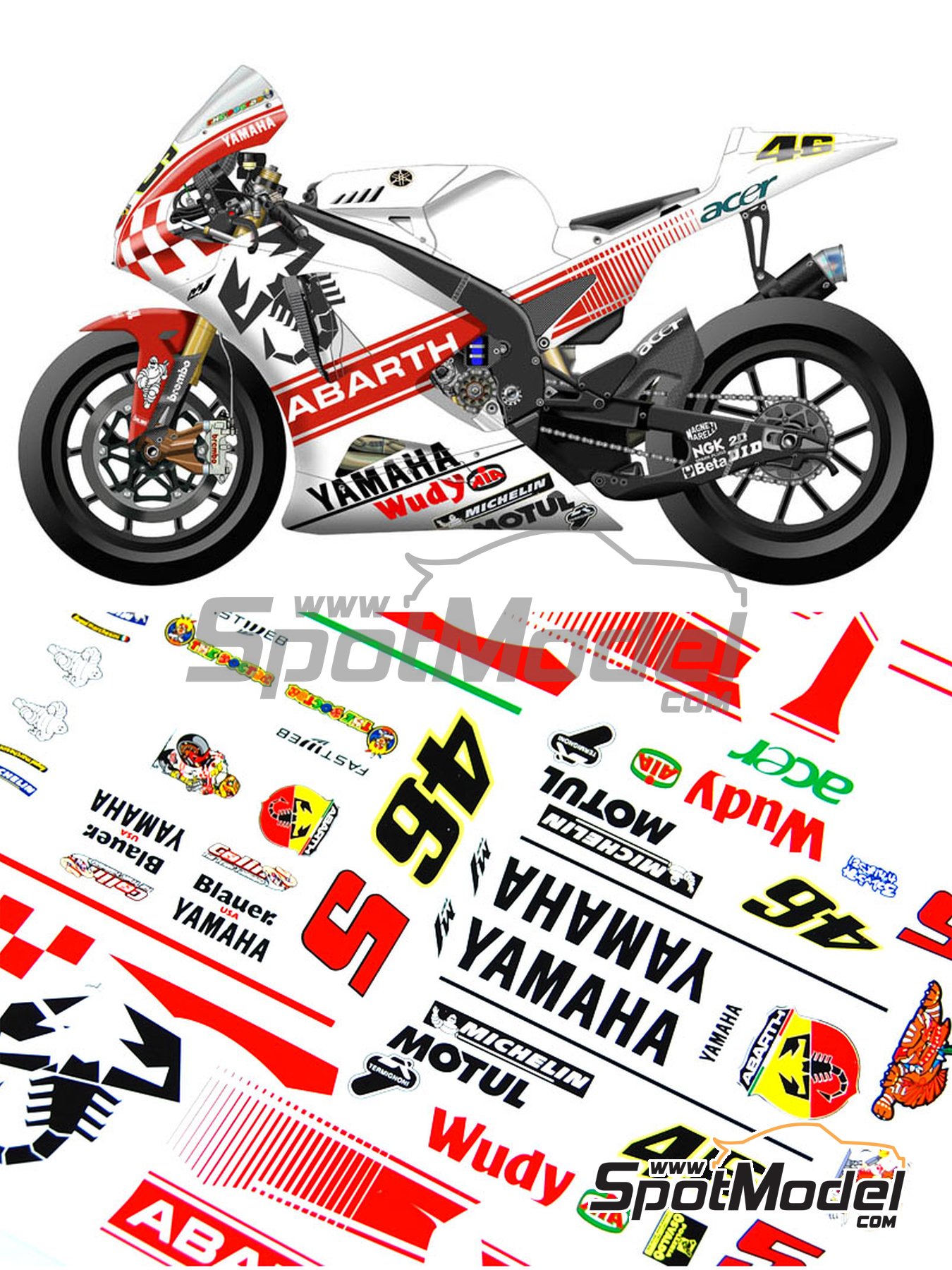 1:12 Decals Stickers Water Valentino Rossi Yamaha M1 2016 For Tamiya RARE