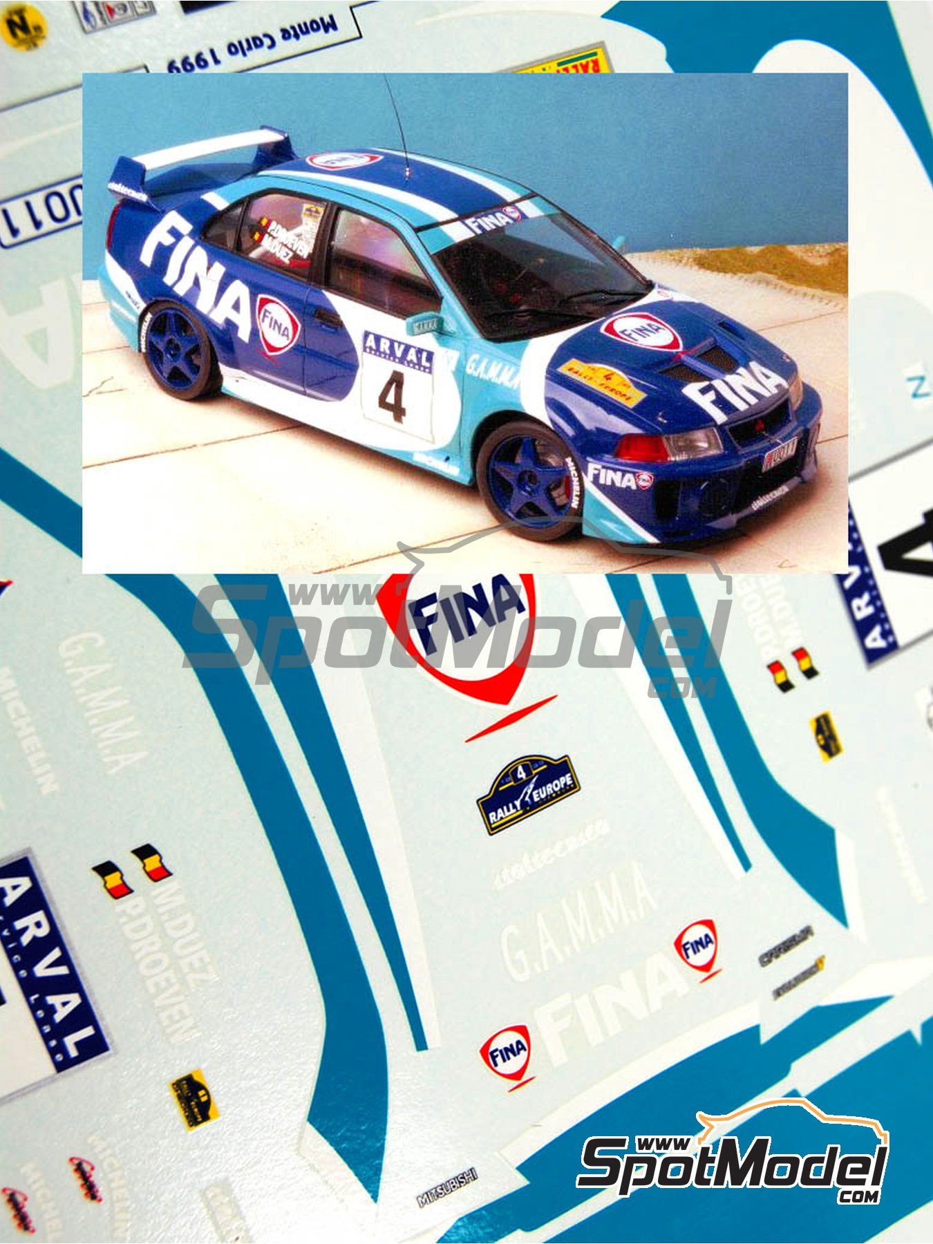 Décalcomanies 1/18 Mitsubishi Lancer Duez - Rallye Monte-Carlo 1998 WRC - Réf. 0203
