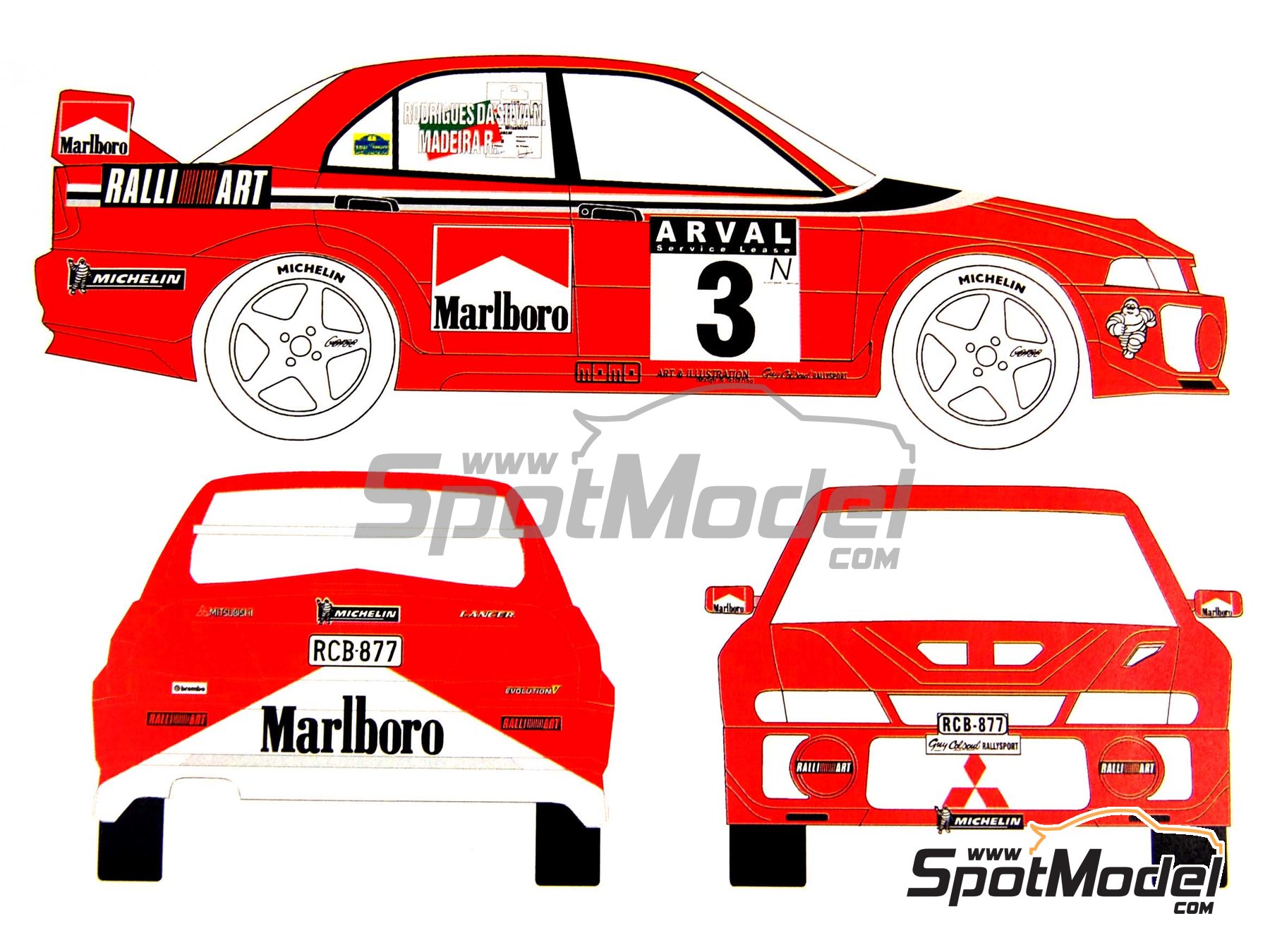 Image 2: Mitsubishi Lancer Evo V patrocinado por Marlboro Ralli Art - Rally de Luxemburgo 1999 | Decoraci&oacute;n en escala&nbsp;1/24 fabricado por Renaissance Models (ref.&nbsp;TK24-027, tambien TK24/027)