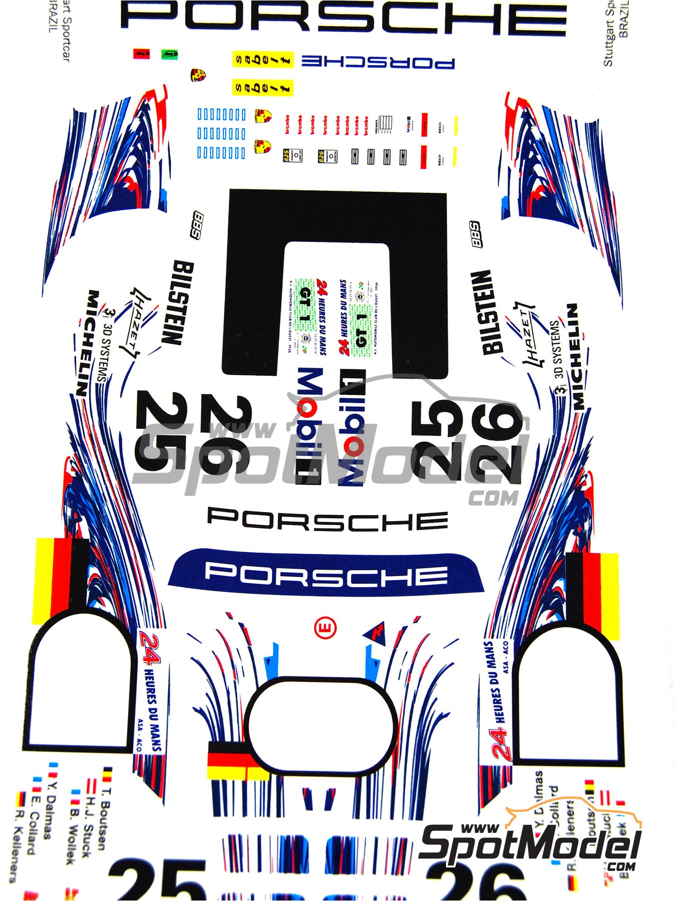 1/24th Scale Waterslide Decals #25 Mobil 1 Porsche GT-1 1997 1/25th 