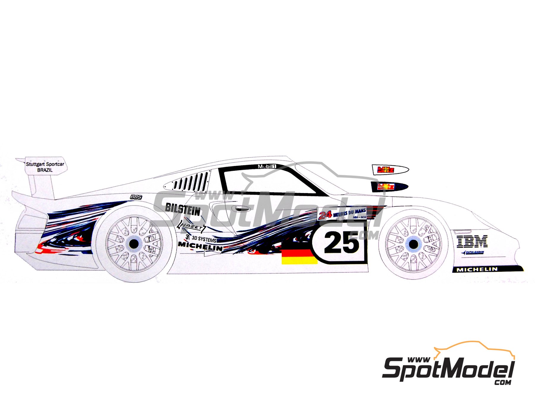 #25 Mobil 1 Porsche GT-1 1997 1/43rd Scale Slot Car Waterslide Decals 