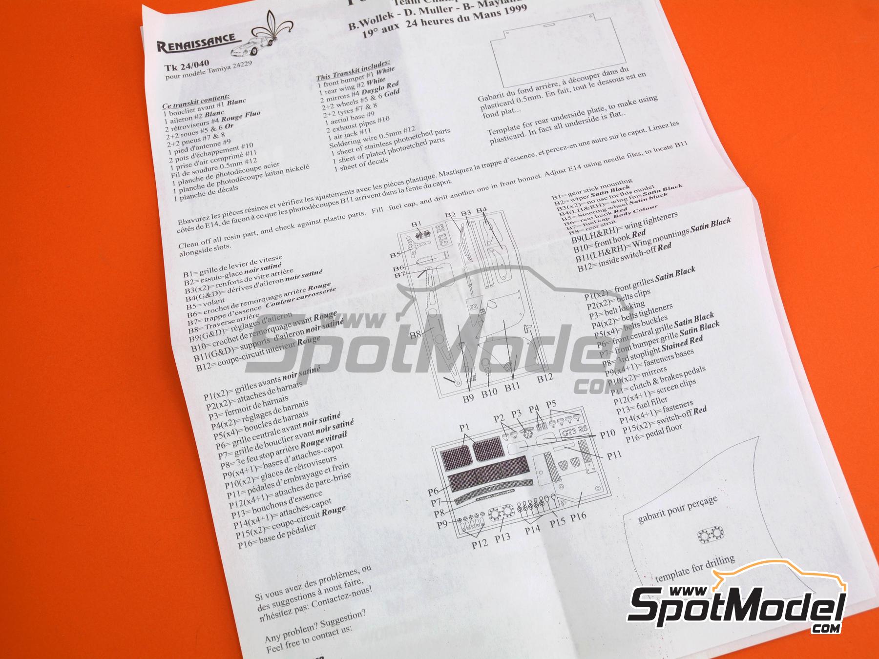 Image 4: Porsche 911 GT3 RS Equipo Champion Racing patrocinado por UPS Worldwide Express, Kontec - 24 Horas de Le Mans 1999 | Decoraci&oacute;n en escala&nbsp;1/24 fabricado por Renaissance Models (ref.&nbsp;TK24-040, tambien TK24/040)