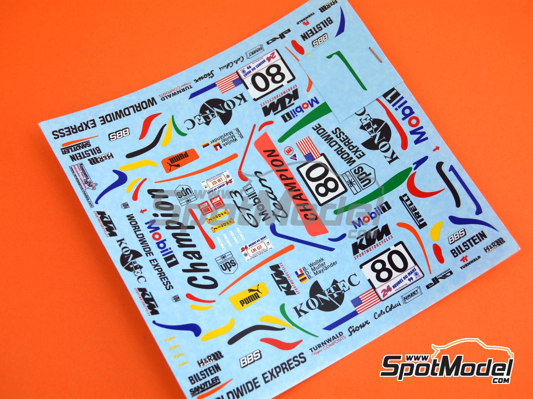 Image 6: Porsche 911 GT3 RS Equipo Champion Racing patrocinado por UPS Worldwide Express, Kontec - 24 Horas de Le Mans 1999 | Decoraci&oacute;n en escala&nbsp;1/24 fabricado por Renaissance Models (ref.&nbsp;TK24-040, tambien TK24/040)