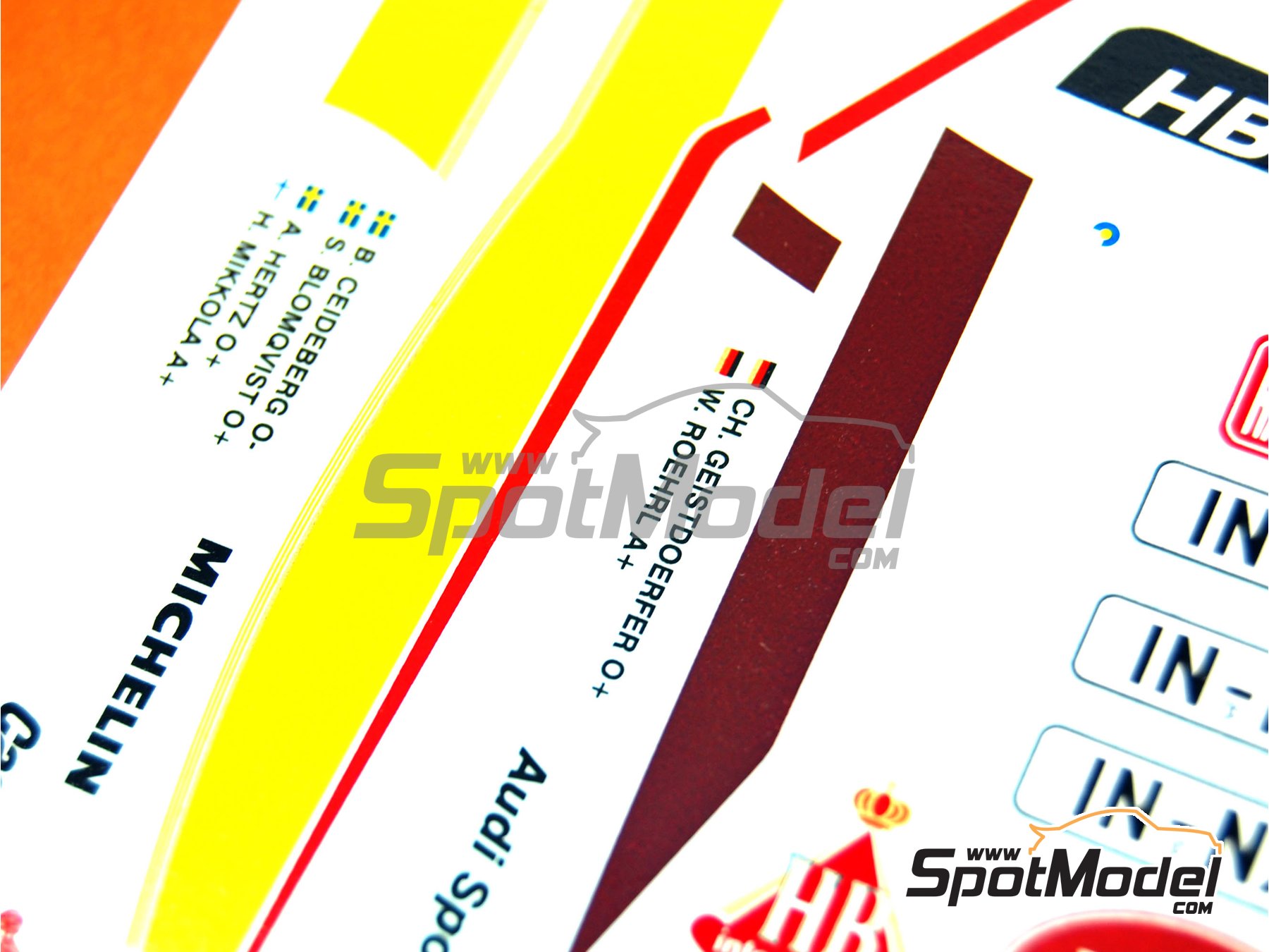 Image 13: Audi Quattro Grupo B Equipo Audi Team patrocinado por HB International - Rally de Monte Carlo - Rallye Automobile de Monte-Carlo 1984 | Decoración en escala 1/24 fabricado por Renaissance Models (ref. TK24-046DS, tambien TK24/046DS)