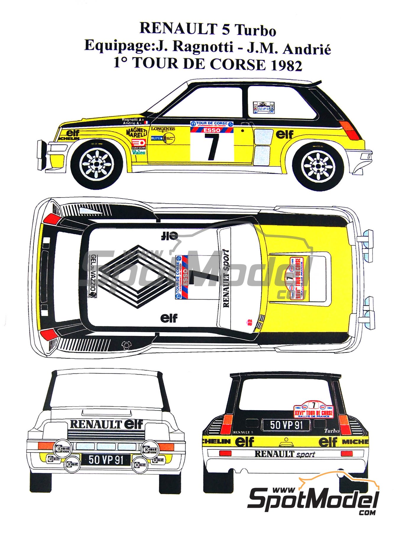 FFSMC Productions Decals 1/43 Renault 5 Turbo Tour de Corse 1982 