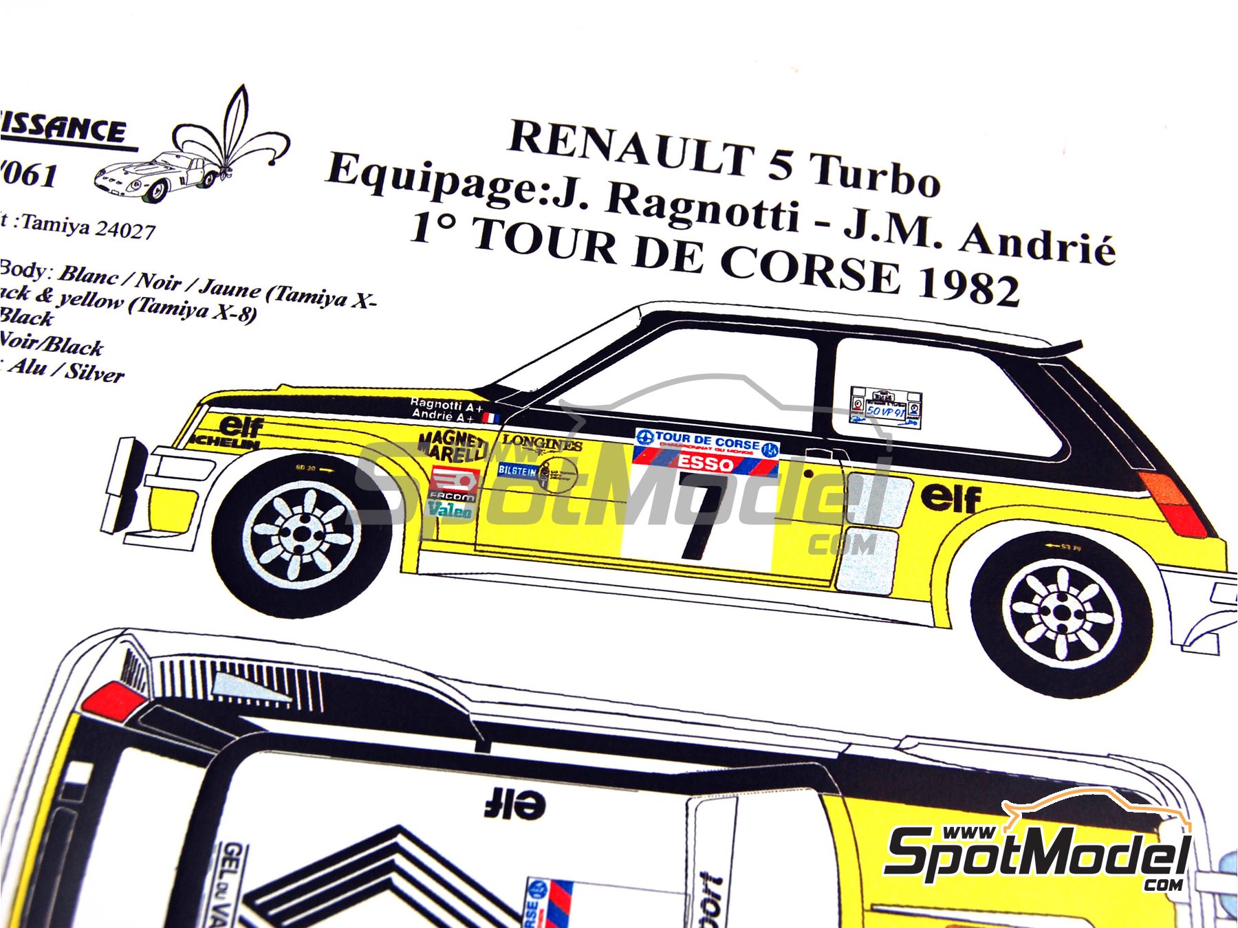 decals decalcomanie   renault r5 turbo tour de corse n32 1984  1/18