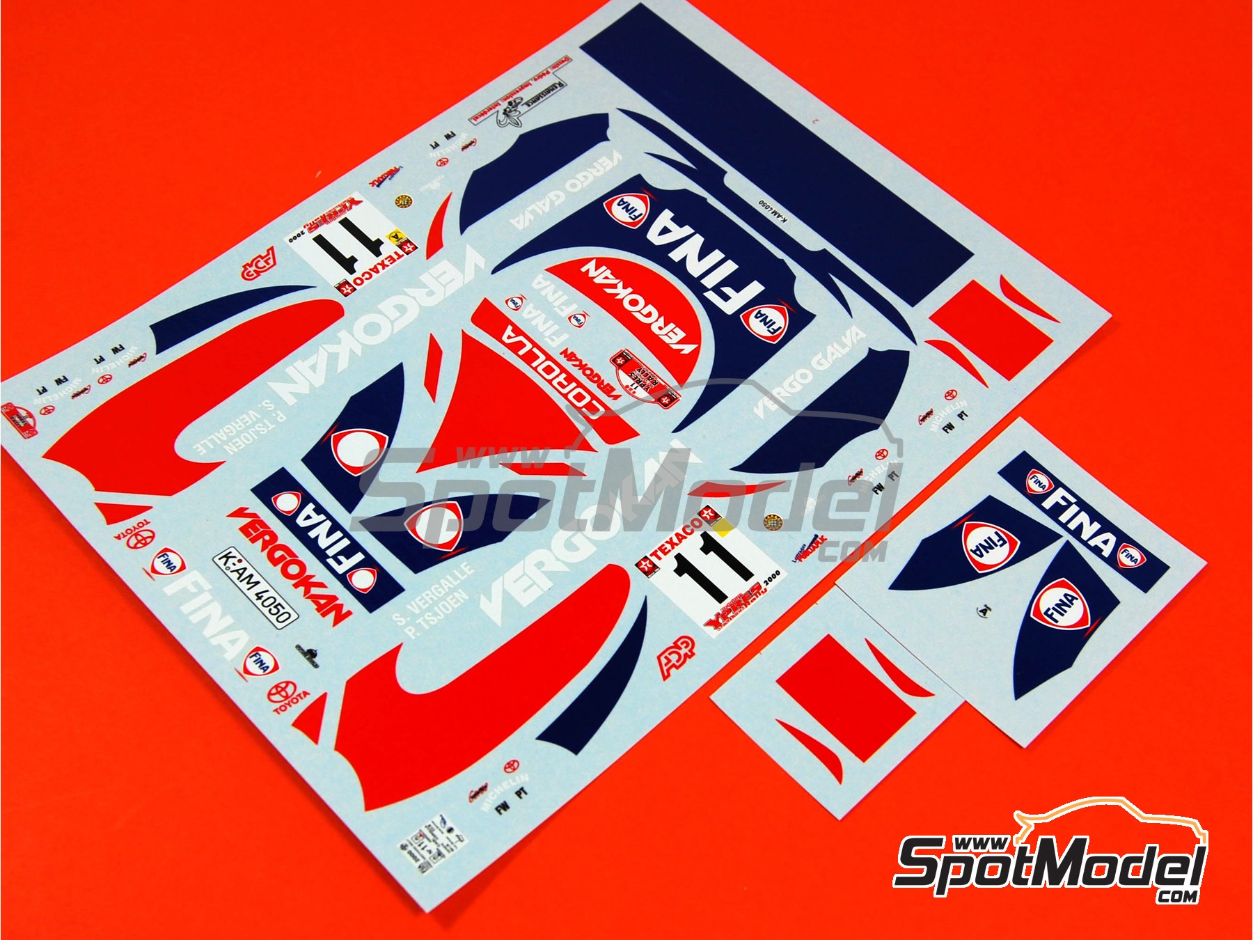 Image 3: Toyota Corolla WRC patrocinado por Fina Vergokan - Rally de Ypres de Belgica 2000 | Decoraci&oacute;n en escala&nbsp;1/24 fabricado por Renaissance Models (ref.&nbsp;TK24-071, tambien TK24/071)