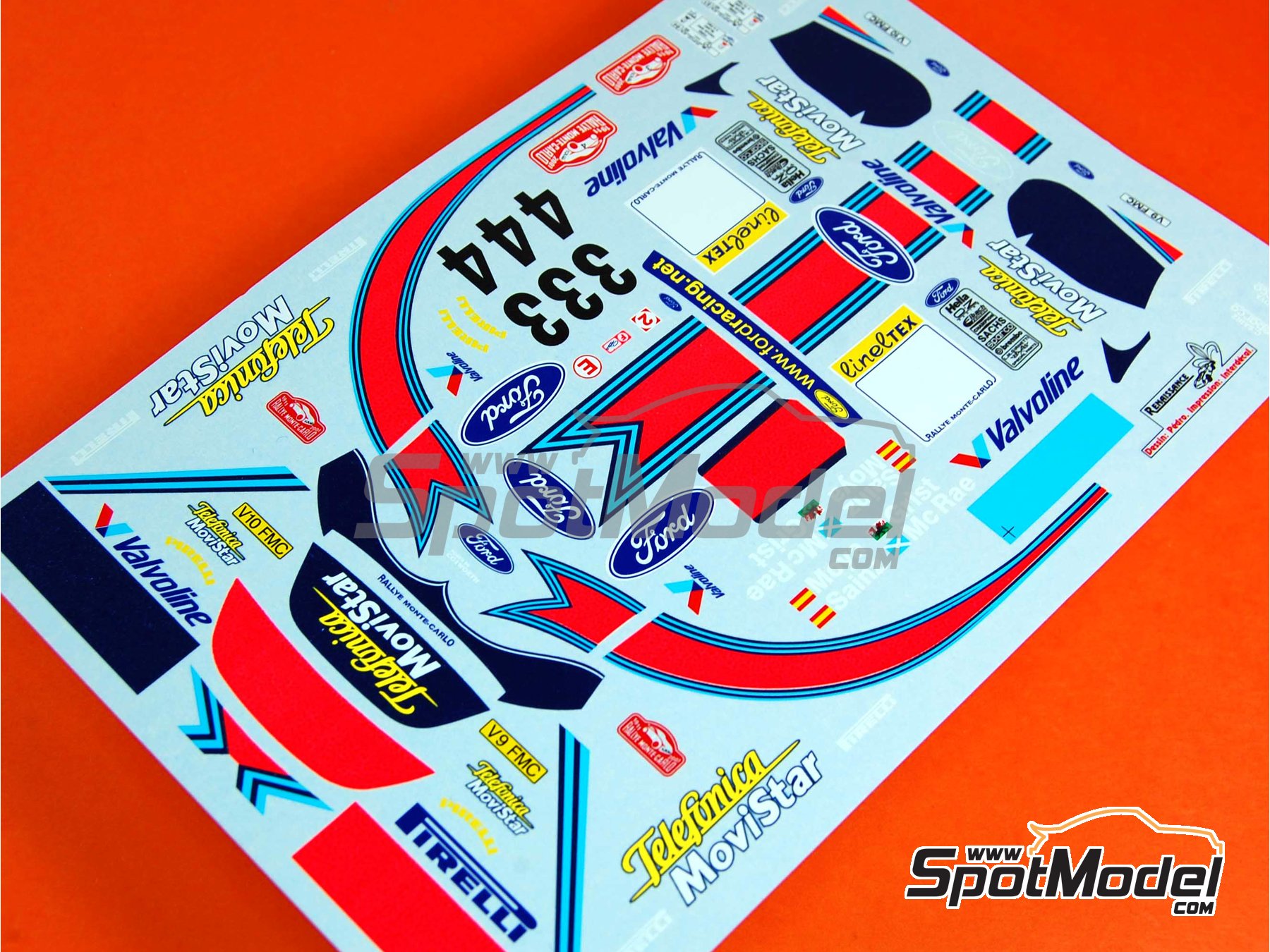 Image 5: Ford Focus WRC patrocinado por Martini Telefonica Movistar - Rally de Monte Carlo - Rallye Automobile de Monte-Carlo 2001 | Decoración en escala 1/24 fabricado por Renaissance Models (ref. TK24-078, tambien TK24/078)