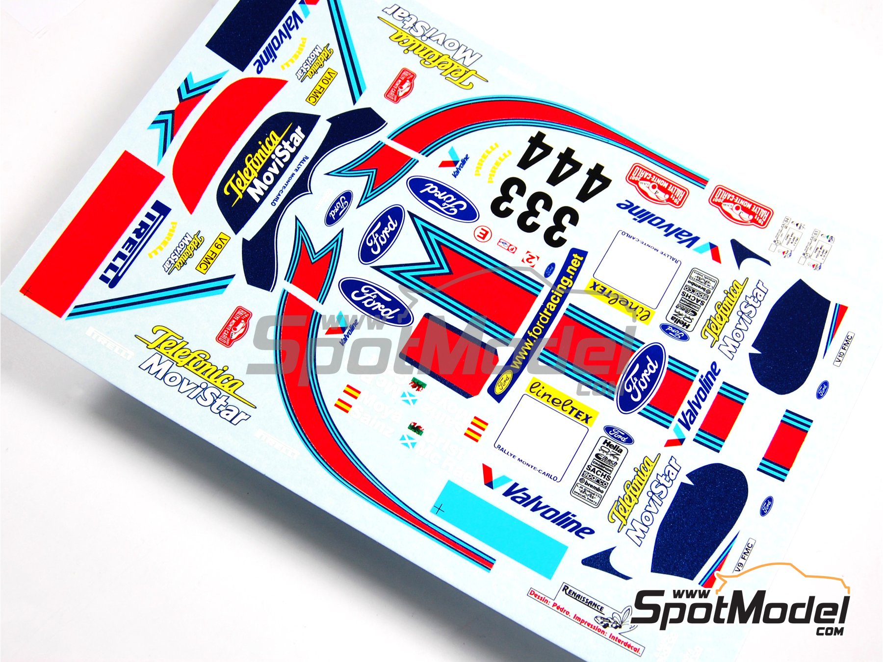 Image 2: Ford Focus WRC patrocinado por Martini Telefonica Movistar - Rally de Monte Carlo - Rallye Automobile de Monte-Carlo 2001 | Decoraci&oacute;n en escala&nbsp;1/24 fabricado por Renaissance Models (ref.&nbsp;TK24-078DS, tambien TK24/078DS)