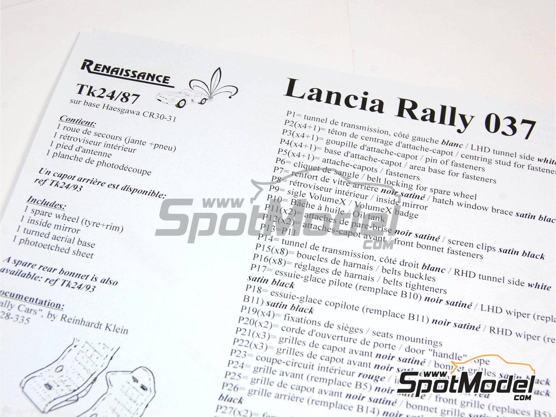 Image 1: Lancia 037 Rally | Set de mejora y detallado en escala&nbsp;1/24 fabricado por Renaissance Models (ref.&nbsp;TK24-087, tambien TK24/087)