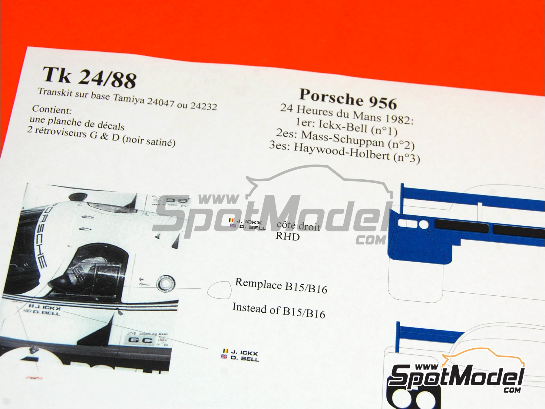 Image 2: Porsche 956 patrocinado por Rothmans - 24 Horas de Le Mans 1982 | Decoraci&oacute;n en escala&nbsp;1/24 fabricado por Renaissance Models (ref.&nbsp;TK24-088, tambien TK24/088)