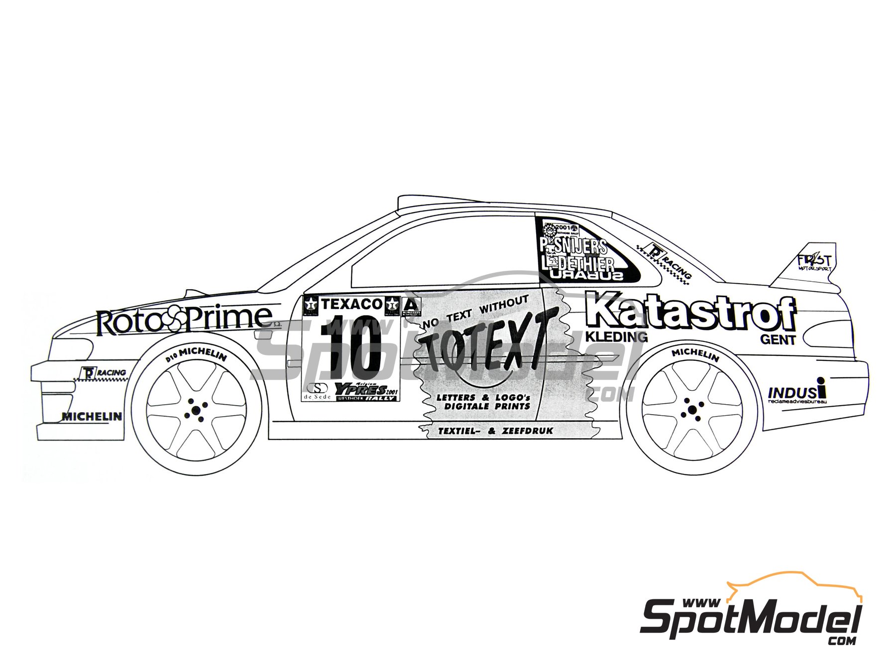 Image 6: Subaru Impreza WRC sponsored by Katastrof - Ypres Rally 2001 | Marking / livery in 1/24 scale manufactured by Renaissance Models (ref.&nbsp;TK24-098, also TK24/098)