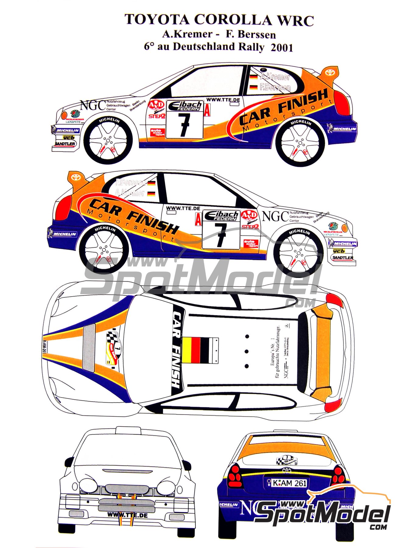 DECALS 1//43 REF 0166 TOYOTA COROLLA WRC RUI MADEIRA RALLYE CATALOGNE 1998 RALLY