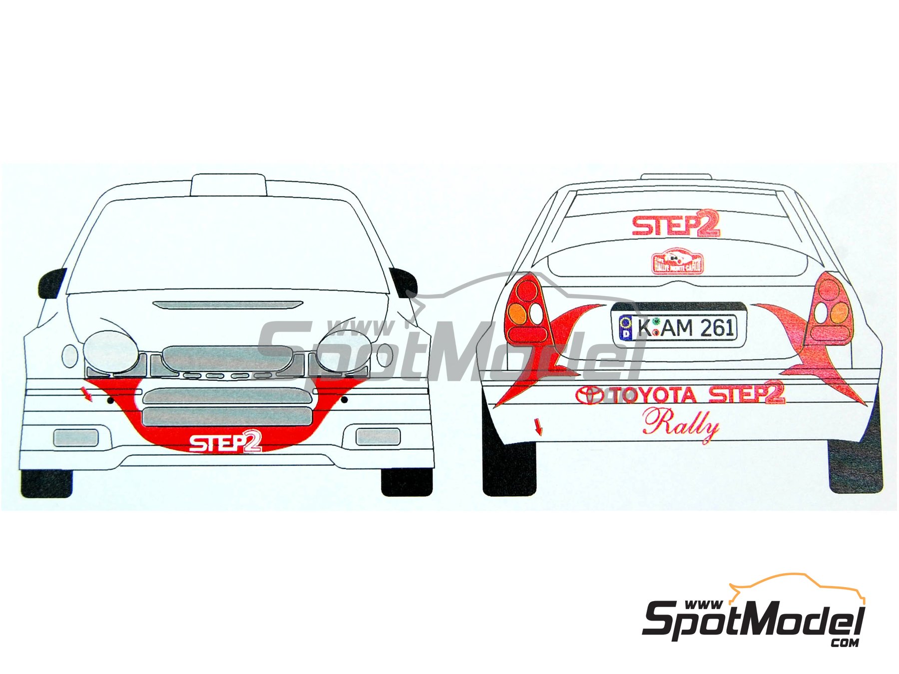 Image 2: Toyota Corolla WRC sponsored by Step2 - Monte Carlo Rally - Rallye Automobile de Monte-Carlo 2002 | Decals in 1/24 scale manufactured by Renaissance Models (ref.&nbsp;TK24-125, also TK24/125)