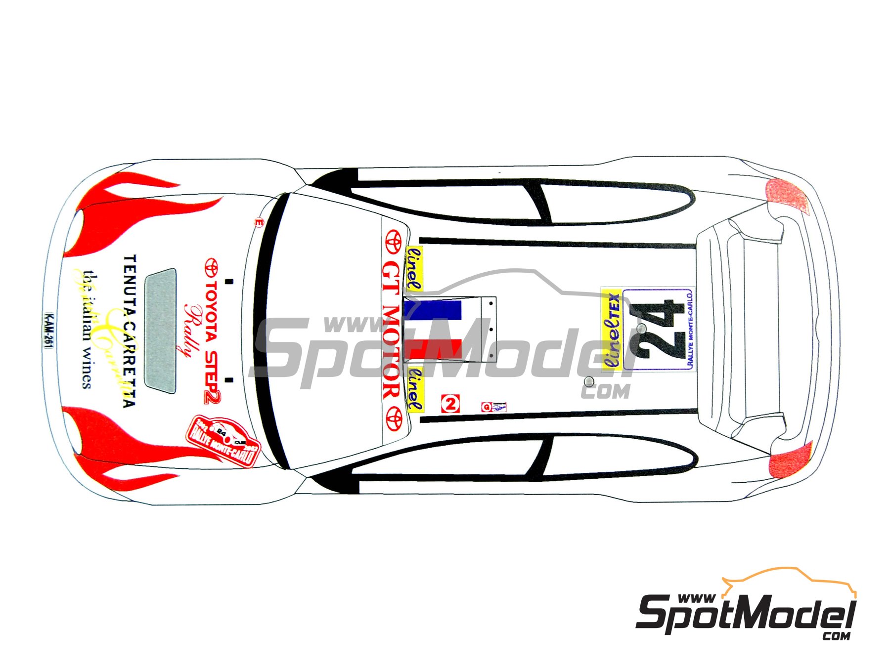 Image 3: Toyota Corolla WRC sponsored by Step2 - Monte Carlo Rally - Rallye Automobile de Monte-Carlo 2002 | Decals in 1/24 scale manufactured by Renaissance Models (ref.&nbsp;TK24-125, also TK24/125)