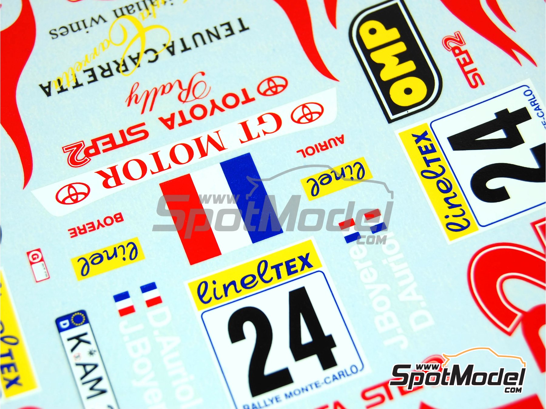Image 7: Toyota Corolla WRC sponsored by Step2 - Monte Carlo Rally - Rallye Automobile de Monte-Carlo 2002 | Decals in 1/24 scale manufactured by Renaissance Models (ref.&nbsp;TK24-125, also TK24/125)