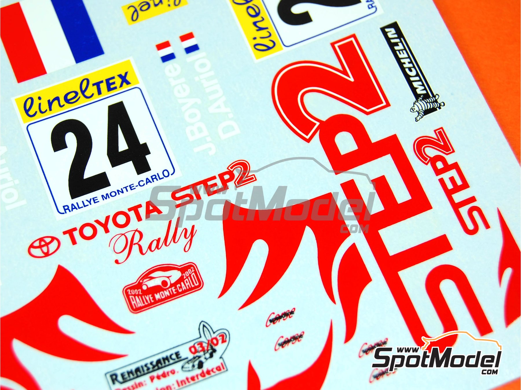 Image 8: Toyota Corolla WRC sponsored by Step2 - Monte Carlo Rally - Rallye Automobile de Monte-Carlo 2002 | Decals in 1/24 scale manufactured by Renaissance Models (ref.&nbsp;TK24-125, also TK24/125)