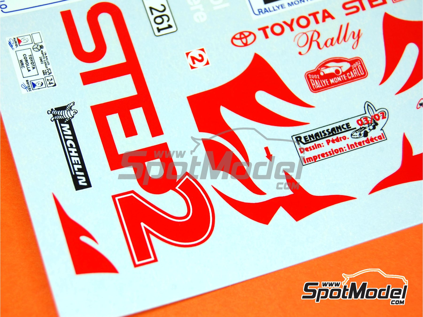 Image 9: Toyota Corolla WRC sponsored by Step2 - Monte Carlo Rally - Rallye Automobile de Monte-Carlo 2002 | Decals in 1/24 scale manufactured by Renaissance Models (ref.&nbsp;TK24-125, also TK24/125)