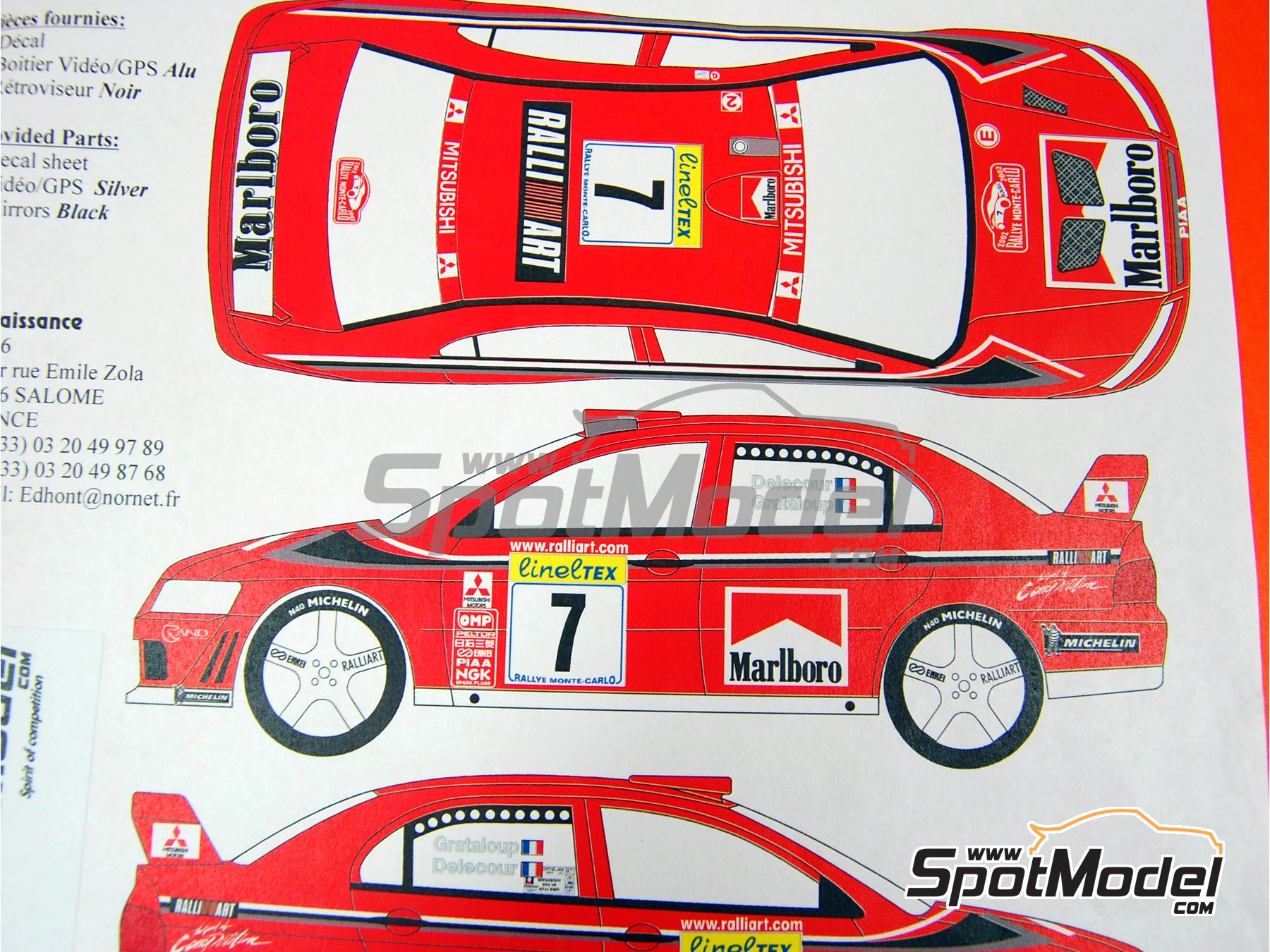 Image 4: Mitsubishi Lancer Evo VII patrocinado por Marlboro Ralli Art - Rally de Monte Carlo - Rallye Automobile de Monte-Carlo 2002 | Decoraci&oacute;n en escala&nbsp;1/24 fabricado por Renaissance Models (ref.&nbsp;TK24-130, tambien TK24/130)