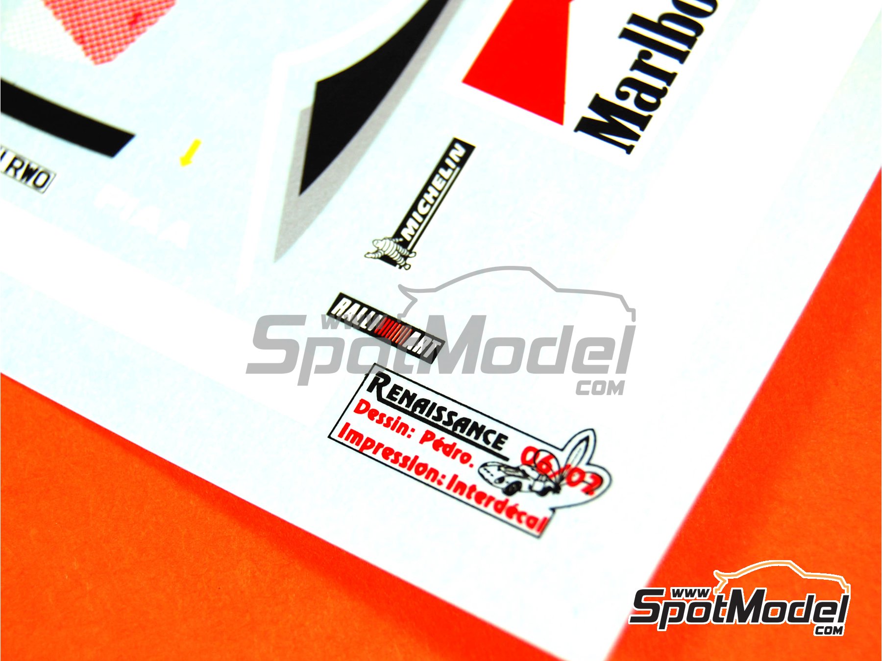 Image 8: Mitsubishi Lancer Evo VII patrocinado por Marlboro Ralli Art - Rally de Monte Carlo - Rallye Automobile de Monte-Carlo 2002 | Decoraci&oacute;n en escala&nbsp;1/24 fabricado por Renaissance Models (ref.&nbsp;TK24-130, tambien TK24/130)