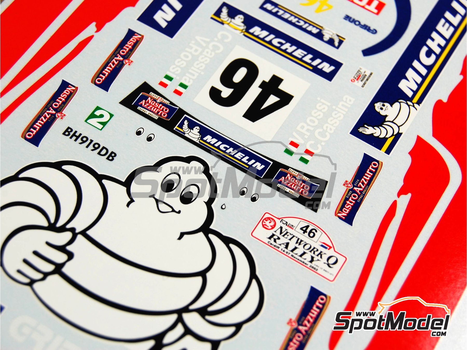 Image 1: Peugeot 206 WRC Grifone Team sponsored by Michelin - Network Q RAC Rally of Great Britain 2002 | Marking / livery in 1/24 scale manufactured by Renaissance Models (ref.&nbsp;TK24-139, also TK24/139)