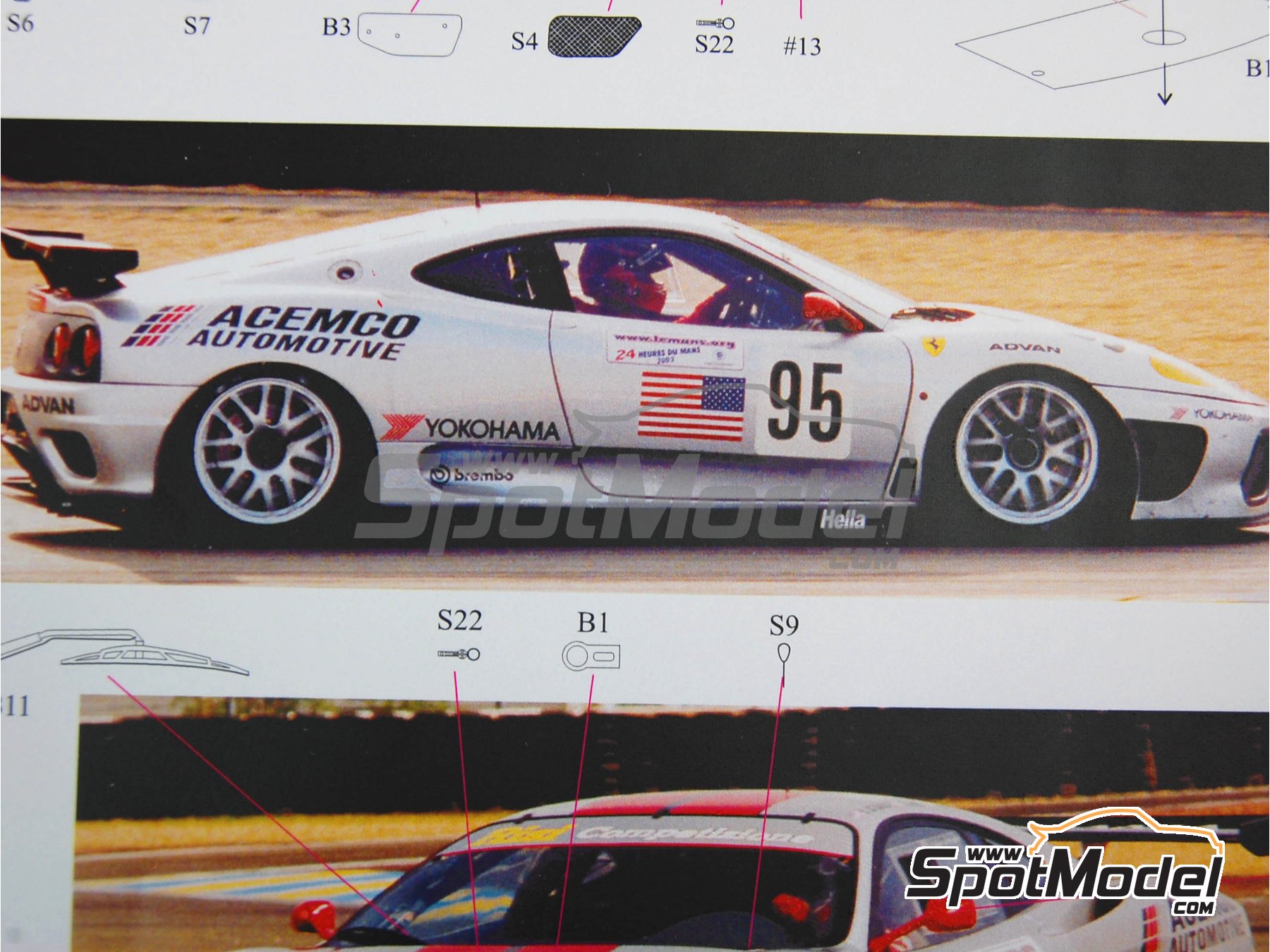 Image 5: Ferrari 360 Modena patrocinado por Risi - 24 Horas de Le Mans 2003 | Decoración en escala 1/24 fabricado por Renaissance Models (ref. TK24-162DS, tambien TK24/162DS)