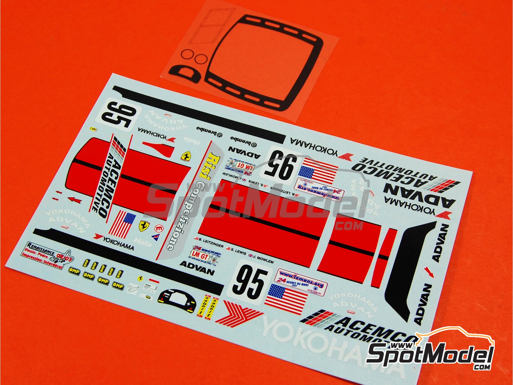 Image 7: Ferrari 360 Modena patrocinado por Risi - 24 Horas de Le Mans 2003 | Decoración en escala 1/24 fabricado por Renaissance Models (ref. TK24-162DS, tambien TK24/162DS)