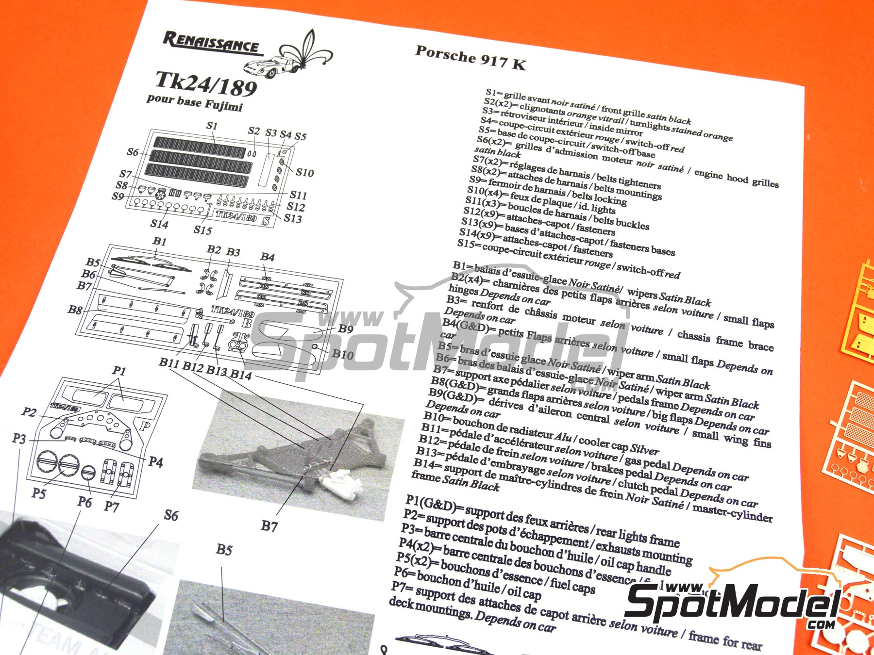 Image 1: Porsche 917K | Detail up set in 1/24 scale manufactured by Renaissance Models (ref.&nbsp;TK24-189, also TK24/189)