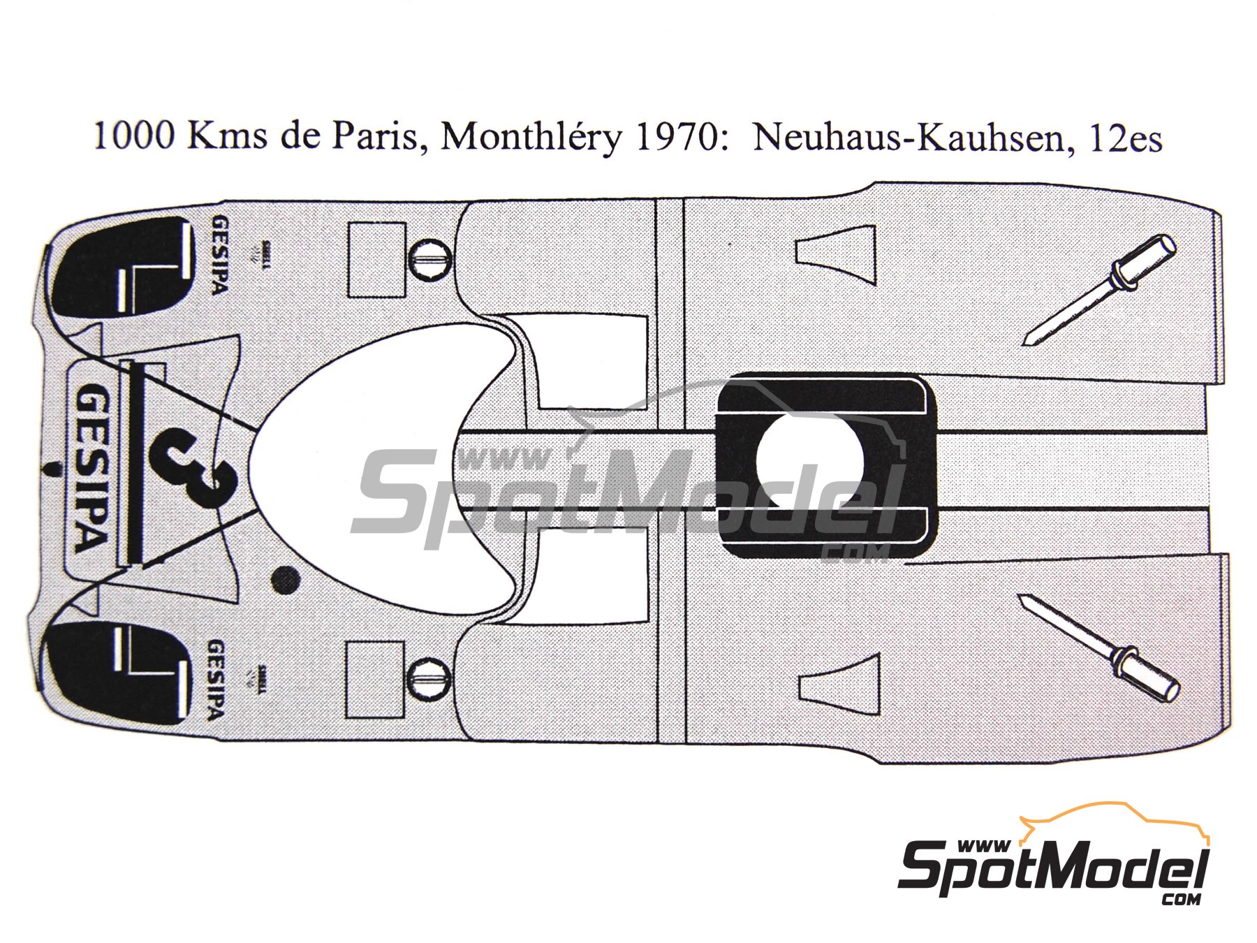 Image 9: Porsche 917K Equipo Gesipa - 1000 Kms de SPA Francorchamps, 1000 Kms de Paris Autodrome de Linas-Montlhéry 1970 | Decoración en escala 1/24 fabricado por Renaissance Models (ref. TK24-191, tambien TK24/191)