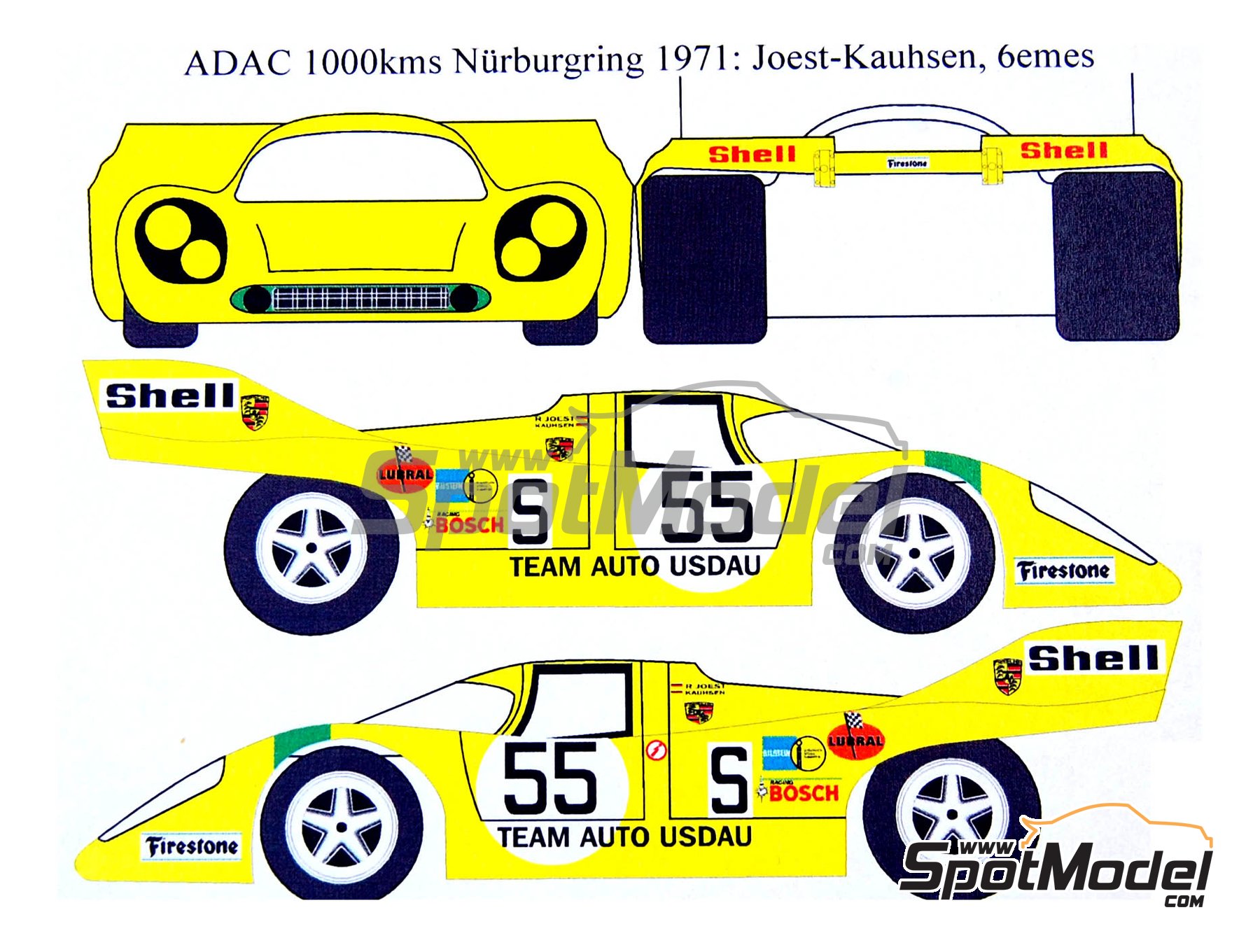 Image 1: Porsche 917K Usdau Brands Team - N&uuml;rburgring 1000 Kilometres 1971 | Marking / livery in 1/24 scale manufactured by Renaissance Models (ref.&nbsp;TK24-192, also TK24/192)