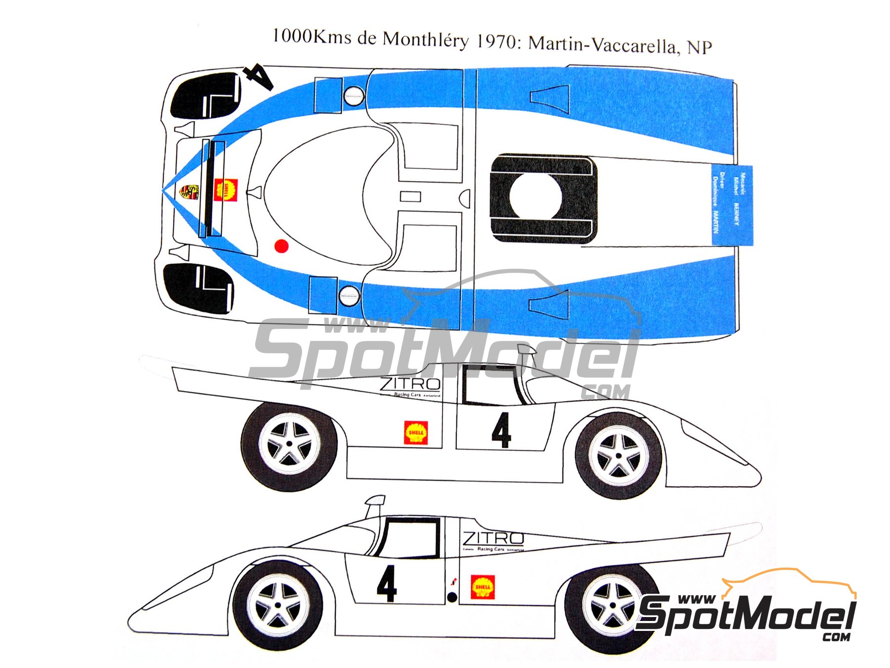 Image 1: Porsche 917K sponsored by Zitro - 24 Hours Le Mans, SPA Francorchamps 1000 Kms , Paris 1000 Kms Autodrome de Linas-Montlh&eacute;ry 1971 | Marking / livery in 1/24 scale manufactured by Renaissance Models (ref.&nbsp;TK24-193, also TK24/193)