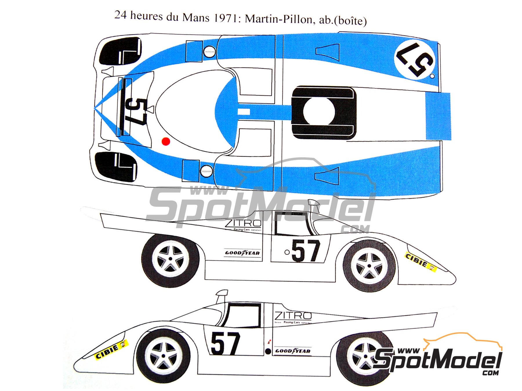 Image 3: Porsche 917K sponsored by Zitro - 24 Hours Le Mans, SPA Francorchamps 1000 Kms , Paris 1000 Kms Autodrome de Linas-Montlh&eacute;ry 1971 | Marking / livery in 1/24 scale manufactured by Renaissance Models (ref.&nbsp;TK24-193, also TK24/193)