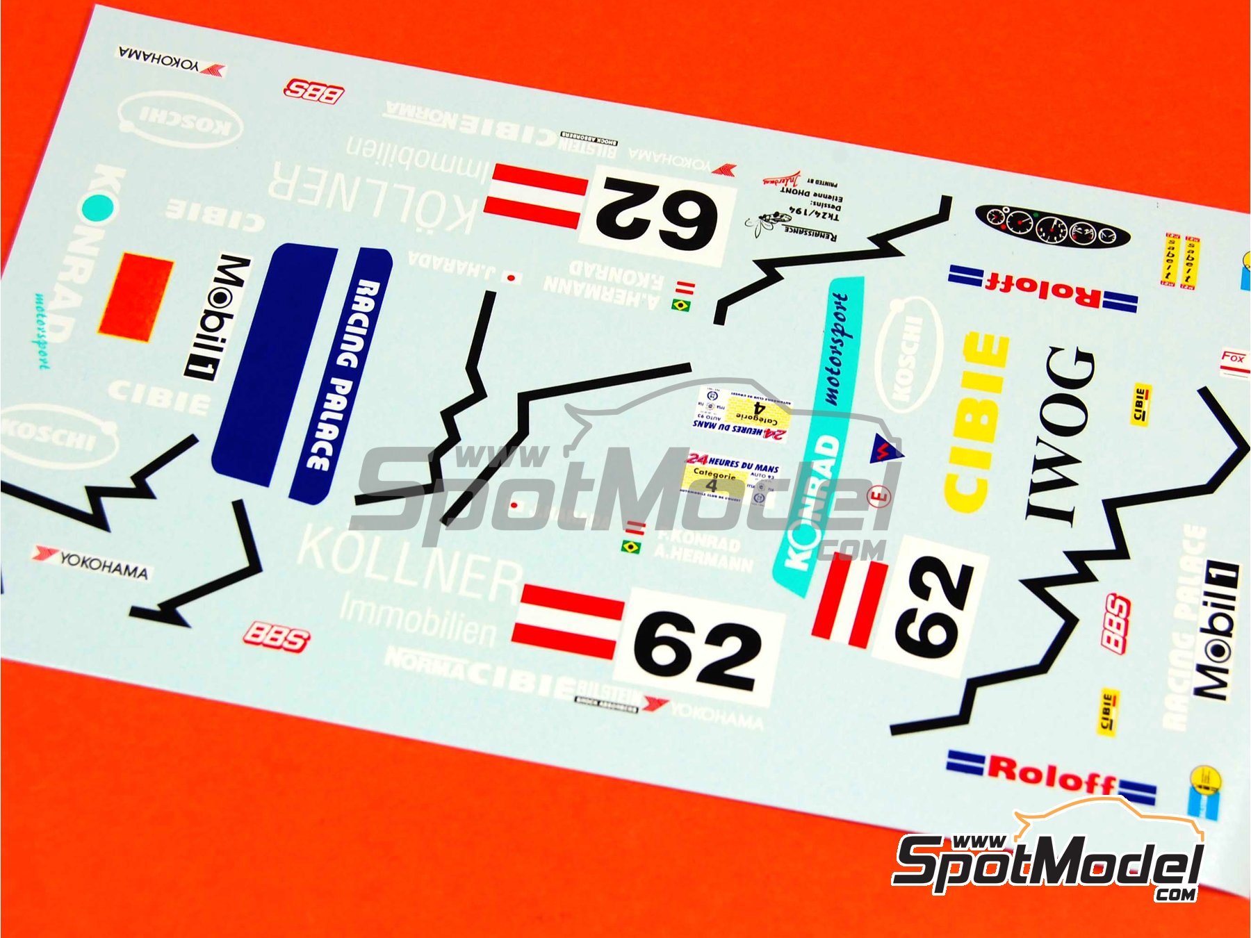 Image 4: Porsche 911 RSR 3.8 sponsored by Konrad Motorsport - 24 Hours Le Mans 1993 | Marking / livery in 1/24 scale manufactured by Renaissance Models (ref.&nbsp;TK24-194, also TK24/194)