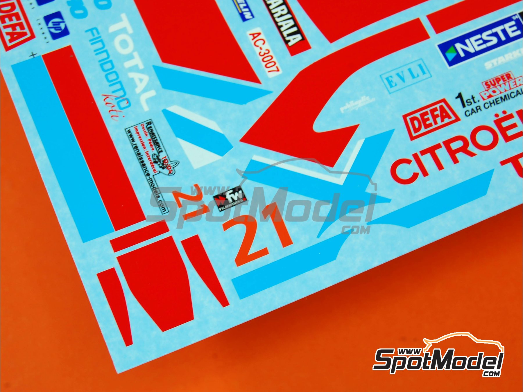 Image 5: Citroen Xsara WRC Kronos Racing Team sponsored by Total - Neste Rally Finland 2004 | Marking / livery in 1/24 scale manufactured by Renaissance Models (ref.&nbsp;TK24-201, also TK24/201)