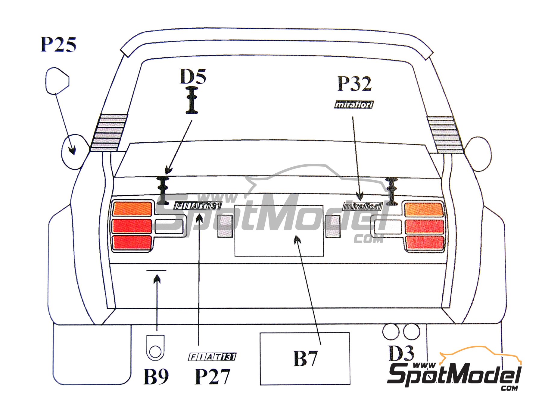 Image 2: Fiat 131 Abarth Group 4 | Detail up set in 1/24 scale manufactured by Renaissance Models (ref.&nbsp;TK24-202, also TK24/202)