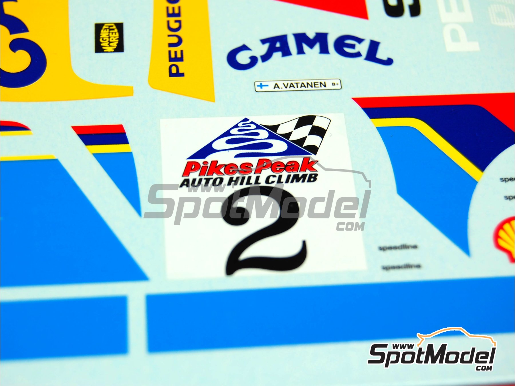 Image 16: Peugeot 205 Turbo 16 sponsored by Camel Shell - Pikes Peak Climb Hill Race 1987 | Marking / livery in 1/24 scale manufactured by Renaissance Models (ref.&nbsp;TK24-206, also TK24/206)