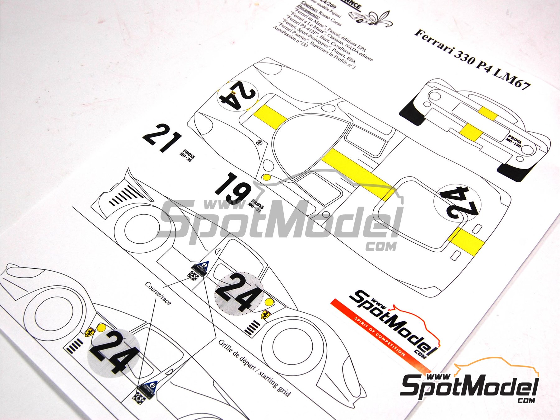 Image 1: Ferrari 330 P4 SPA Ferrari SEFAC Team - 24 Hours Le Mans 1967 | Marking / livery in 1/24 scale manufactured by Renaissance Models (ref.&nbsp;TK24-209, also TK24/209)