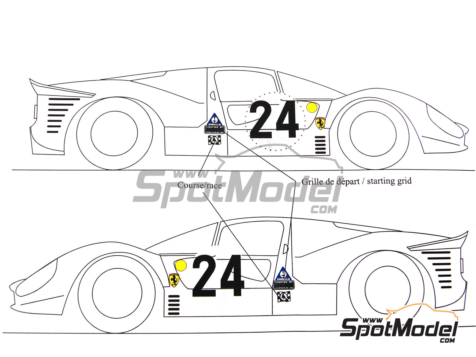 Image 5: Ferrari 330 P4 SPA Ferrari SEFAC Team - 24 Hours Le Mans 1967 | Marking / livery in 1/24 scale manufactured by Renaissance Models (ref.&nbsp;TK24-209, also TK24/209)