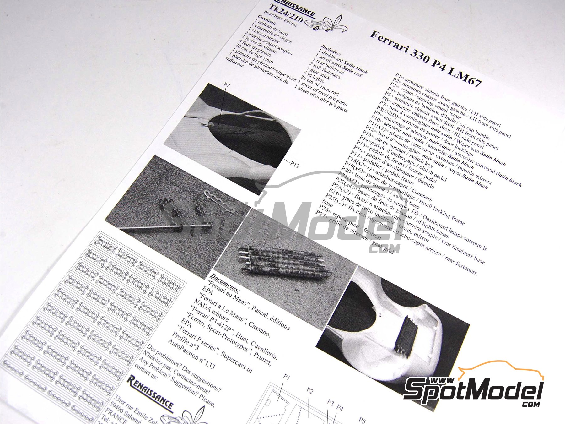Image 1: Ferrari 330 P4 - 24 Horas de Le Mans 1967 | Set de mejora y detallado en escala 1/24 fabricado por Renaissance Models (ref. TK24-210, tambien TK24/210)