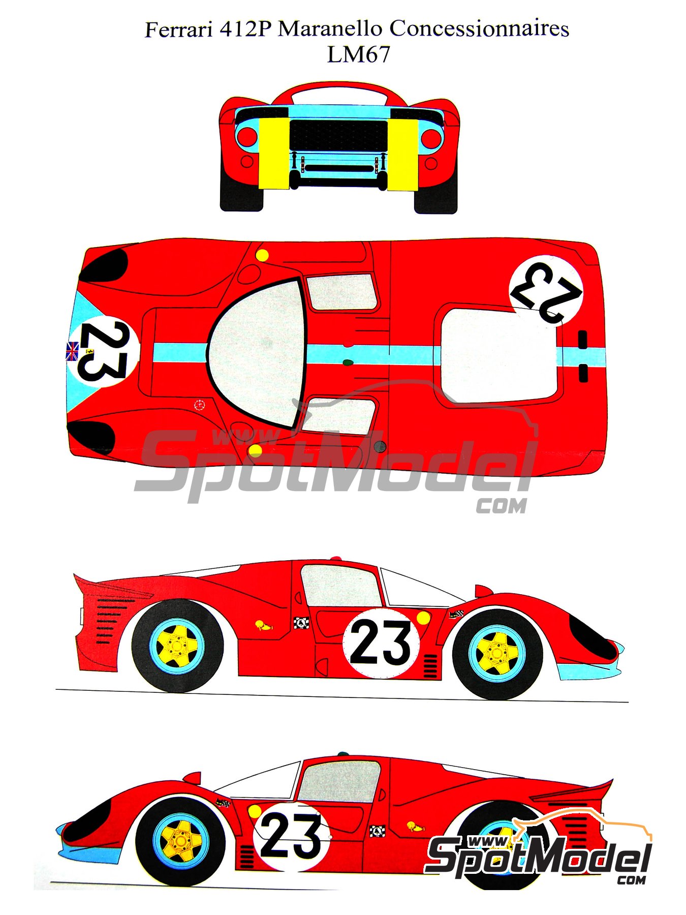 Renaissance Models Marking Livery 1 24 Scale Ferrari 412 P Maranello Concessionaires Team 23 24 Hours Le Mans 1967 For Fujimi References Hr 21 And Ref Tk24 212ds Spotmodel
