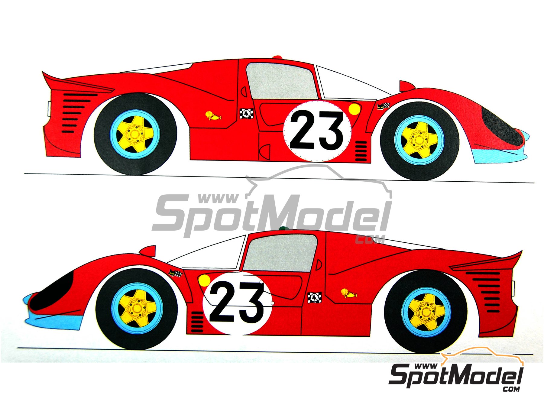 Image 6: Ferrari 412 P Maranello Concessionaires Team - 24 Hours Le Mans 1967 | Marking / livery in 1/24 scale manufactured by Renaissance Models (ref.&nbsp;TK24-212DS, also TK24/212DS)