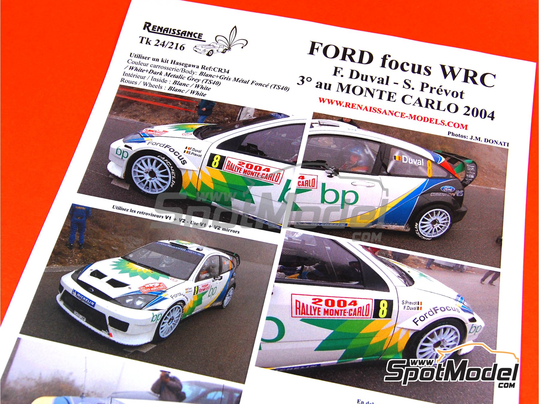 Renaissance Models: Marking / livery 1/24 scale - Ford Focus WRC sponsored  by BP #8 - François Duval (BE) + Stéphane Prévot (BE) - Monte Carlo Rally -  Rallye Automobile de Monte-Carlo