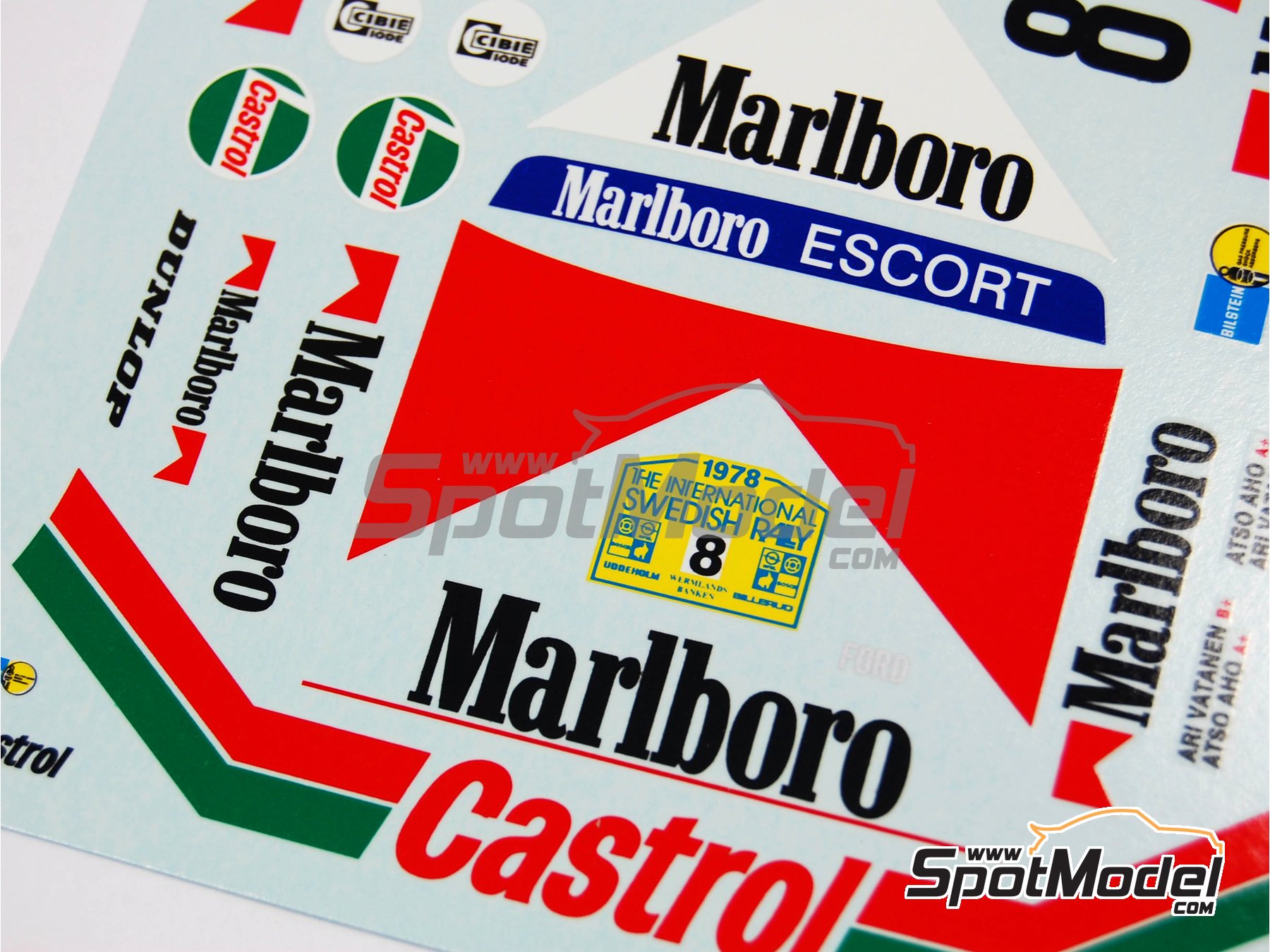 Image 2: Ford Escort Mk. II RS 1800 Group 4 sponsored by Castrol Marlboro - International Swedish Rally 1978 | Marking / livery in 1/24 scale manufactured by Renaissance Models (ref.&nbsp;TK24-219, also TK24/219)