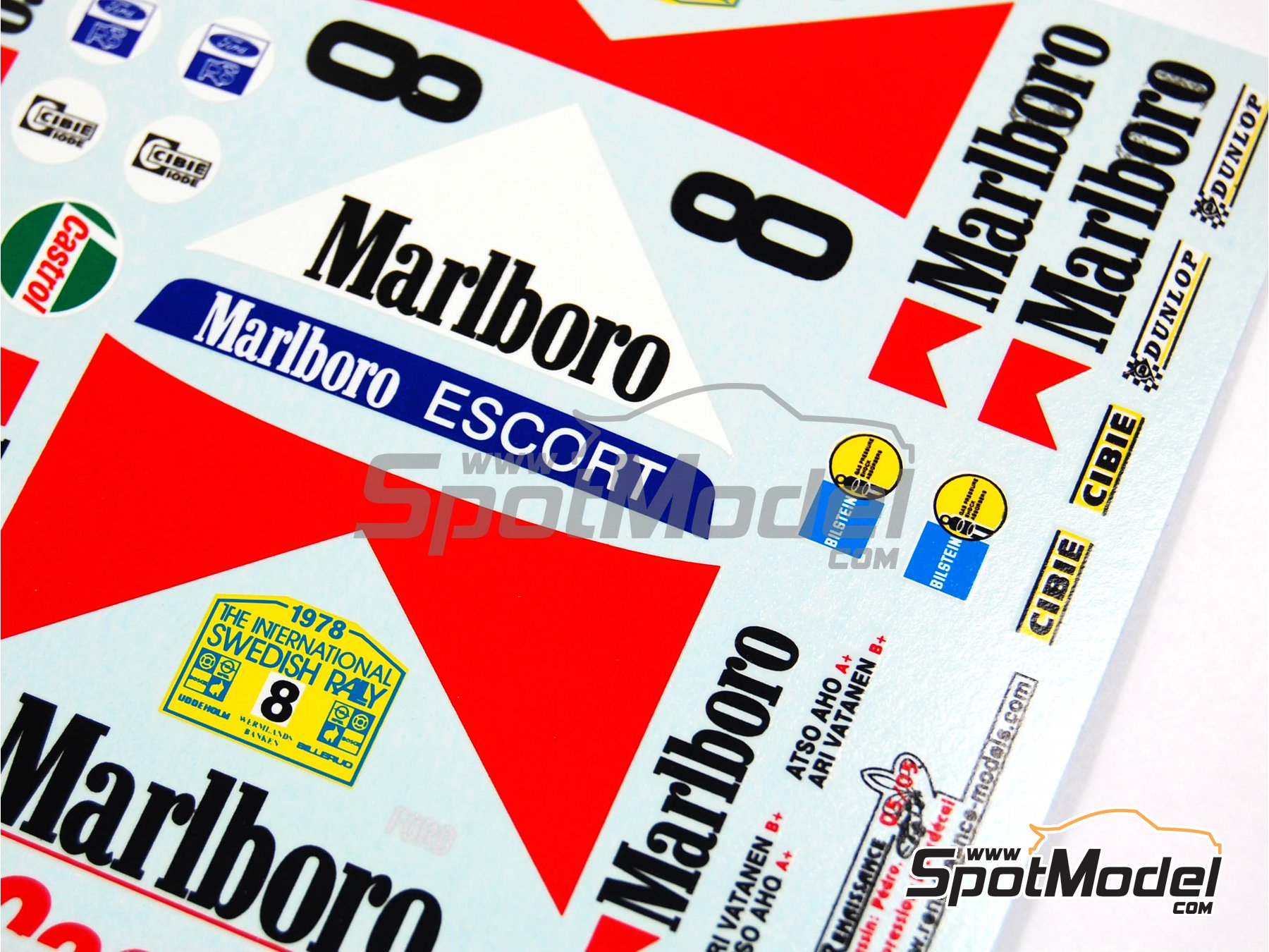 Image 3: Ford Escort Mk. II RS 1800 Group 4 sponsored by Castrol Marlboro - International Swedish Rally 1978 | Marking / livery in 1/24 scale manufactured by Renaissance Models (ref.&nbsp;TK24-219, also TK24/219)