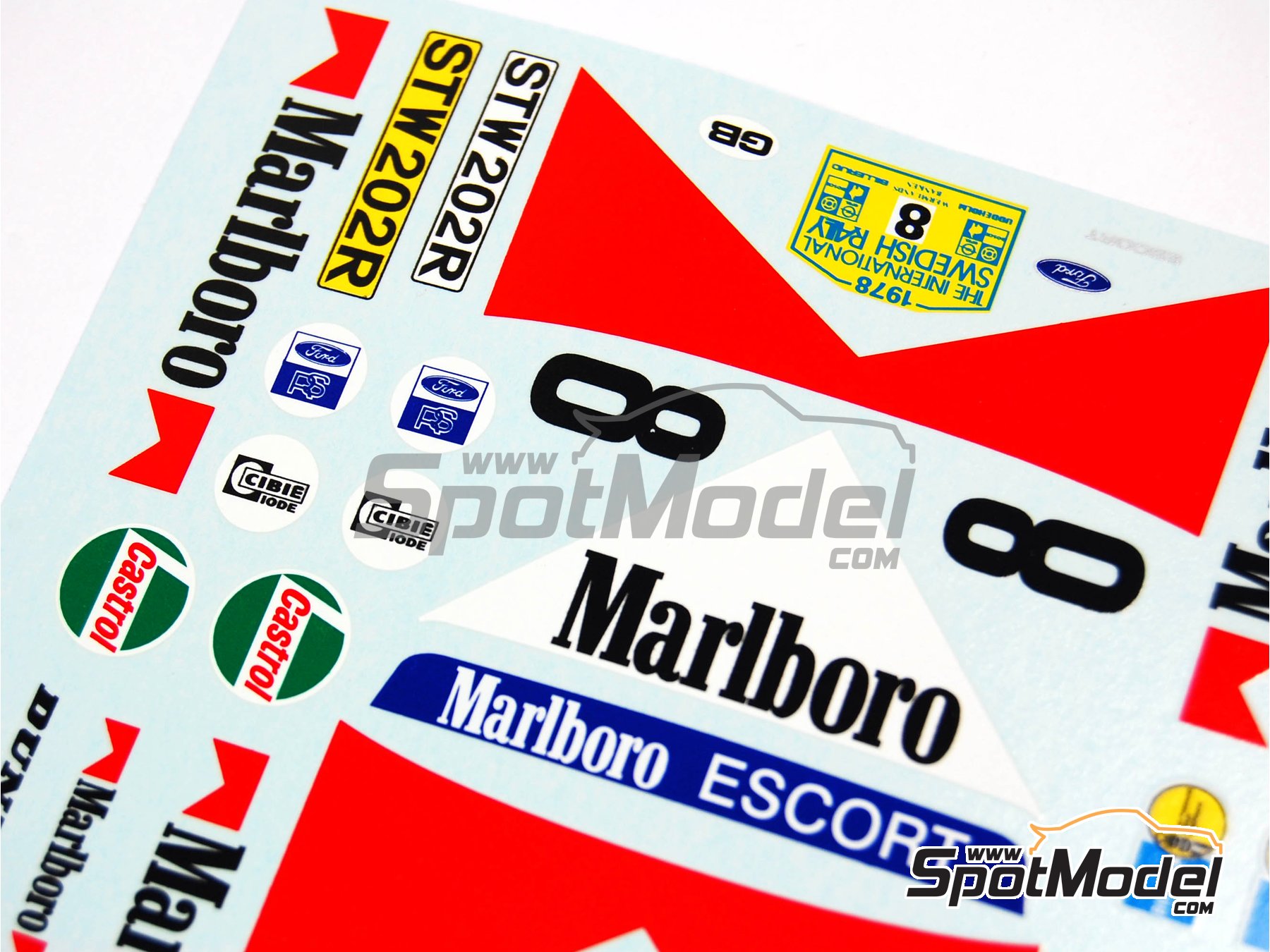 Image 4: Ford Escort Mk. II RS 1800 Group 4 sponsored by Castrol Marlboro - International Swedish Rally 1978 | Marking / livery in 1/24 scale manufactured by Renaissance Models (ref.&nbsp;TK24-219, also TK24/219)